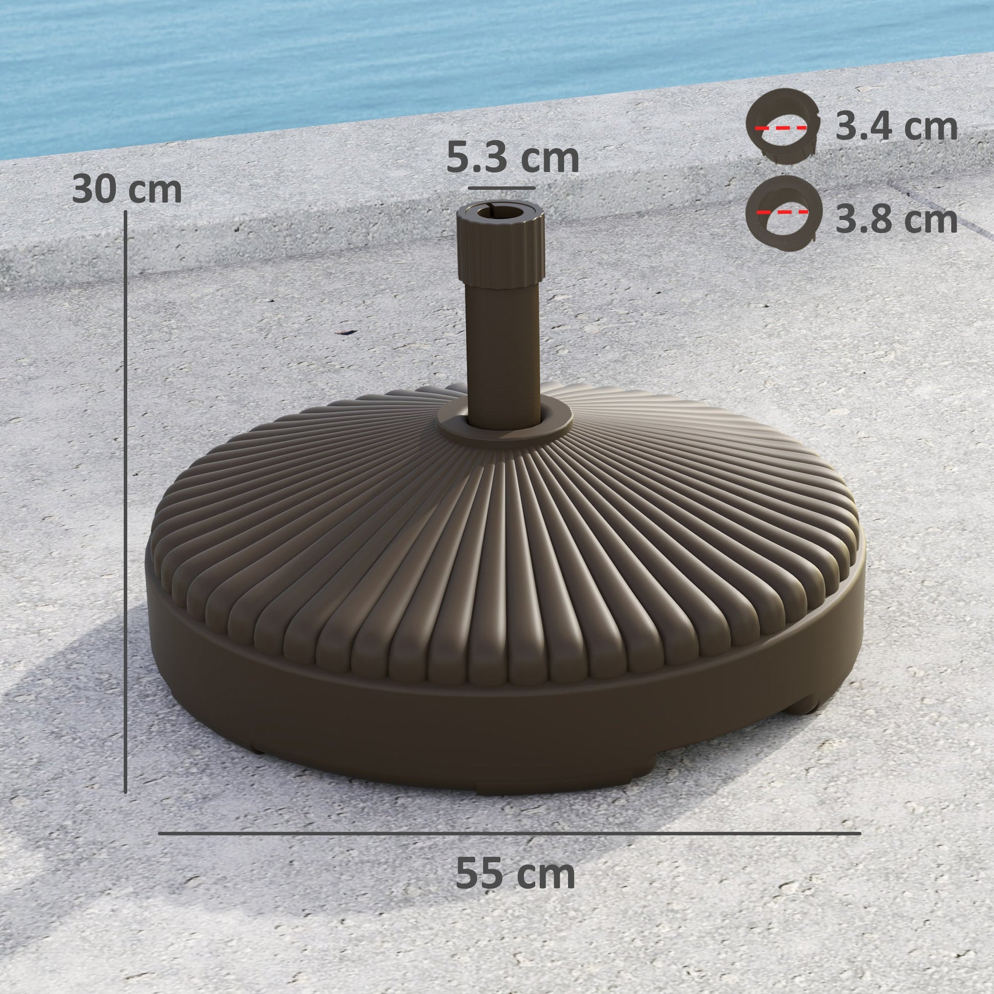 Garden Parasol Base Holder, 28kg Sand Filled, 23kg Water Filled, Sun Umbrella Base Outdoor Umbrella Stand Weight, Brown