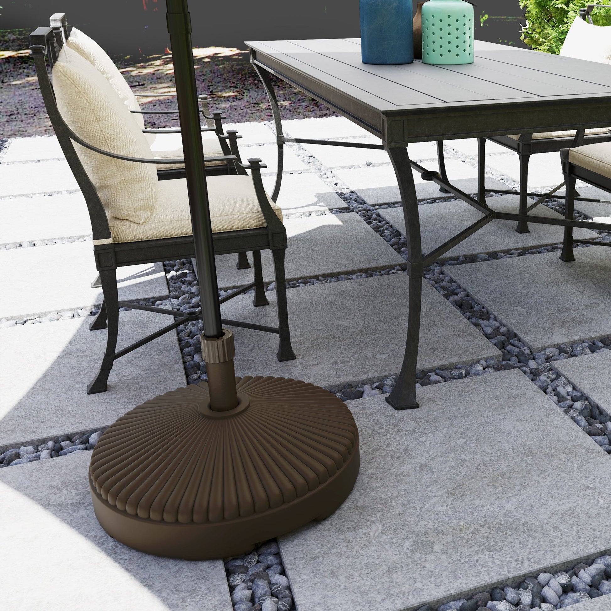 Garden Parasol Base Holder, 28kg Sand Filled, 23kg Water Filled, Sun Umbrella Base Outdoor Umbrella Stand Weight, Brown
