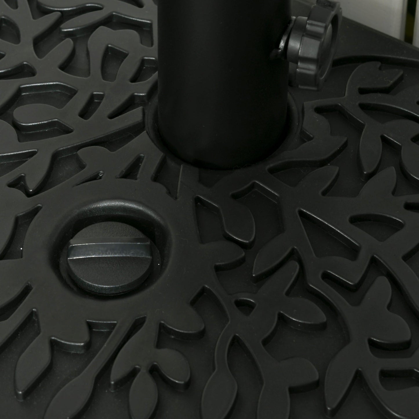 Half Round Umbrella Base, Half Patio Parasol Stand Holder for Deck, Garden, 18 kg Capacity Water or 21 kg Capacity Sand, Fit 3.8 cm or 4.8 cm Pole, Black