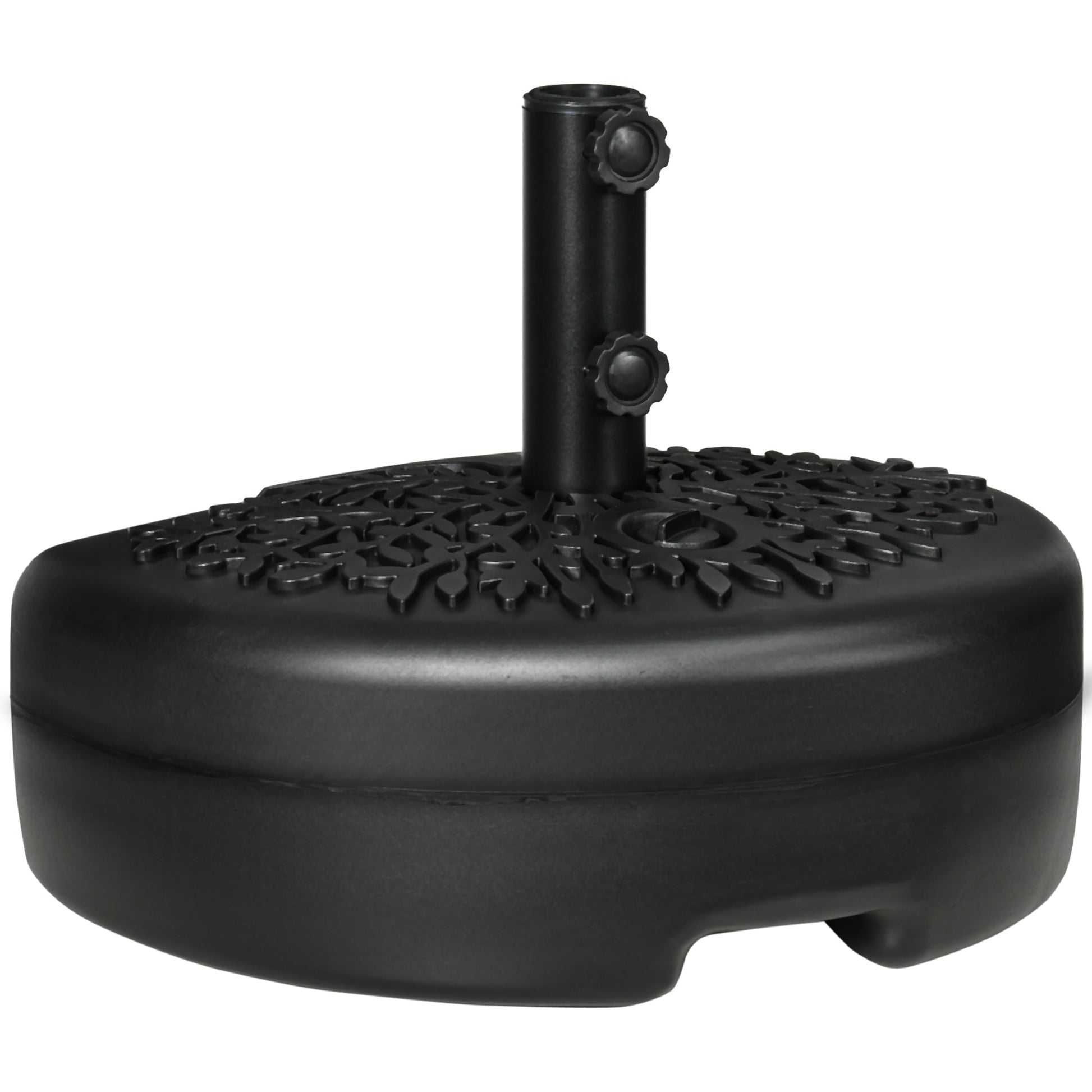 Half Round Umbrella Base, Half Patio Parasol Stand Holder for Deck, Garden, 18 kg Capacity Water or 21 kg Capacity Sand, Fit 3.8 cm or 4.8 cm Pole, Black