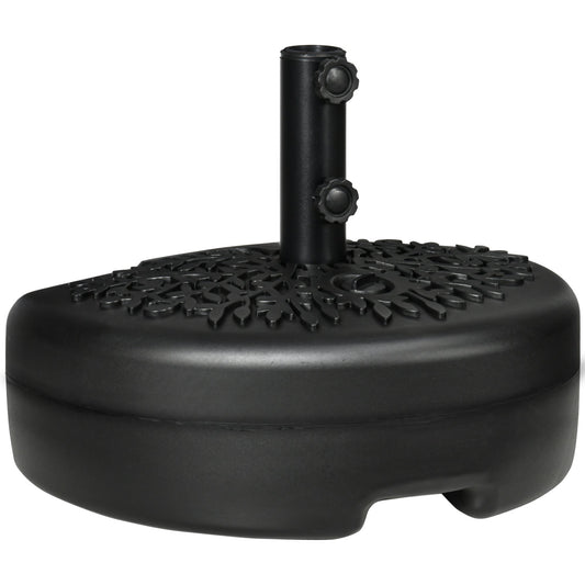 Half Round Umbrella Base, Half Patio Parasol Stand Holder for Deck, Garden, 18 kg Capacity Water or 21 kg Capacity Sand, Fit 3.8 cm or 4.8 cm Pole, Black
