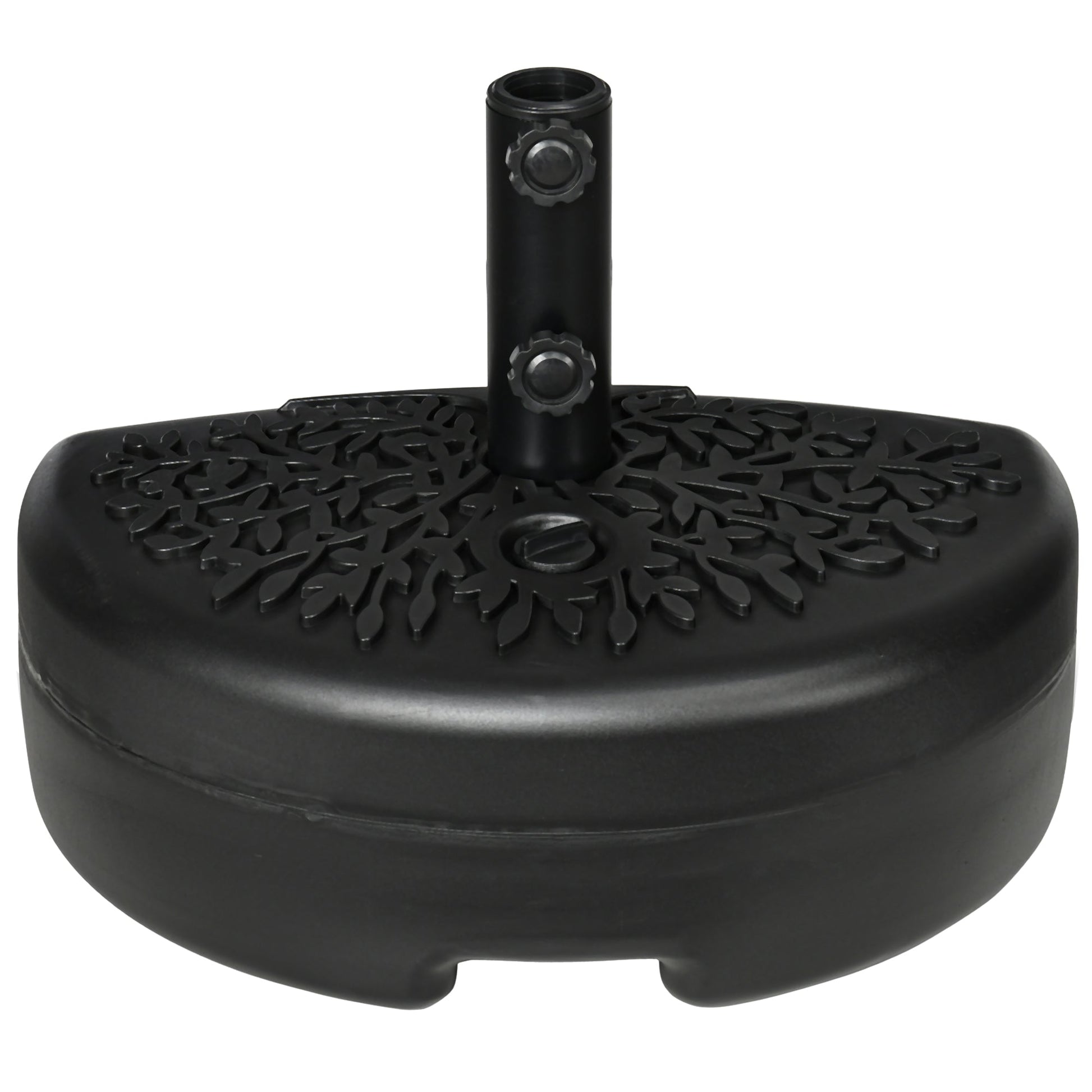 Half Round Umbrella Base, Half Patio Parasol Stand Holder for Deck, Garden, 18 kg Capacity Water or 21 kg Capacity Sand, Fit 3.8 cm or 4.8 cm Pole, Black