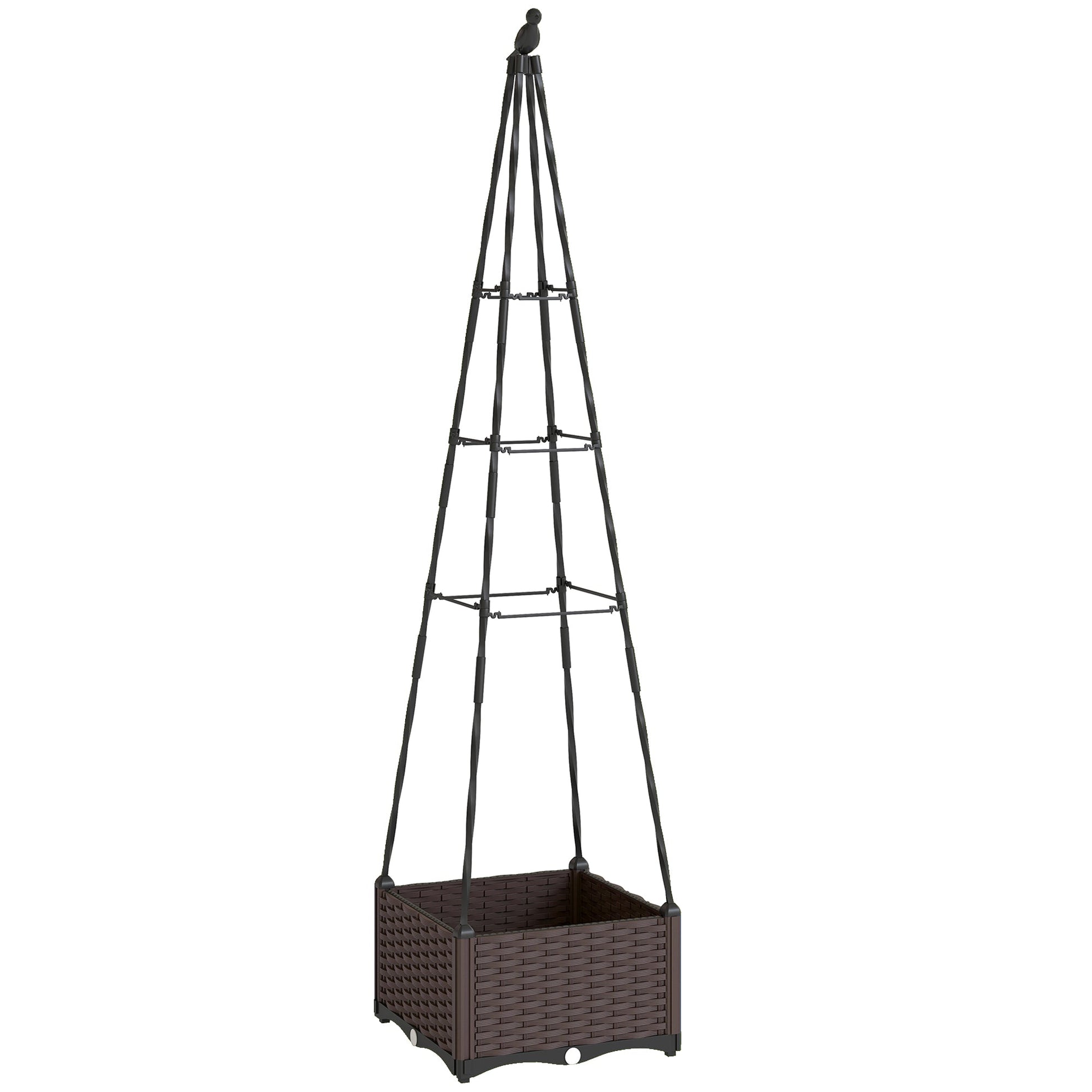 Raised Bed for Garden, Raised Garden Bed Planter Box with Trellis and Self Watering, Tomato Cage with Drainage Holes and Plugs for Climbing Plants Flowers Vegetable Herbs, 40 x 40 x 175 cm