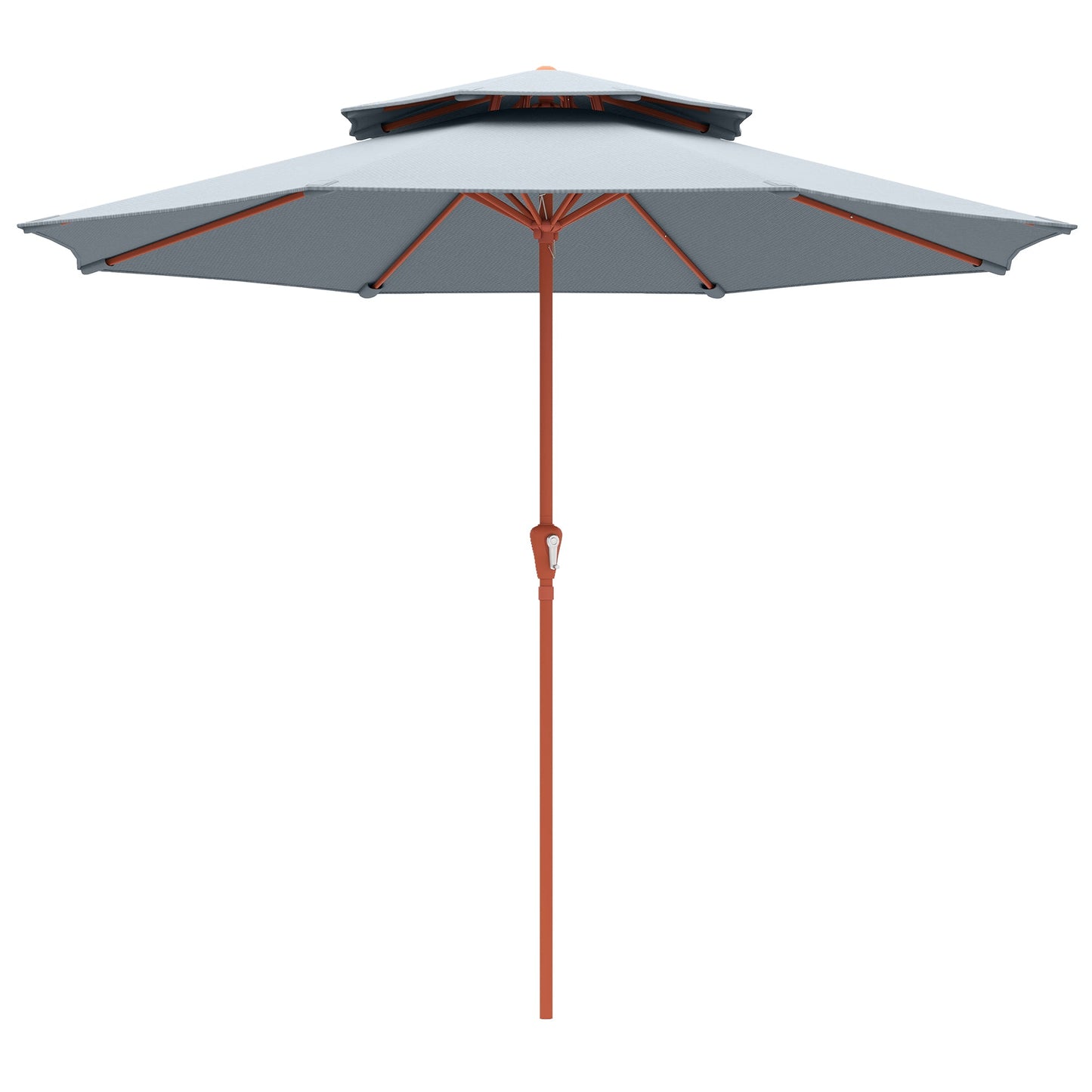 Patio Umbrella with Crank, Double Top Outdoor Market Table Umbrella for Garden, Patio,104'' x 104'', Light Grey