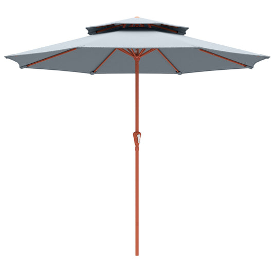 Patio Umbrella with Crank, Double Top Outdoor Market Table Umbrella for Garden, Patio,104'' x 104'', Light Grey