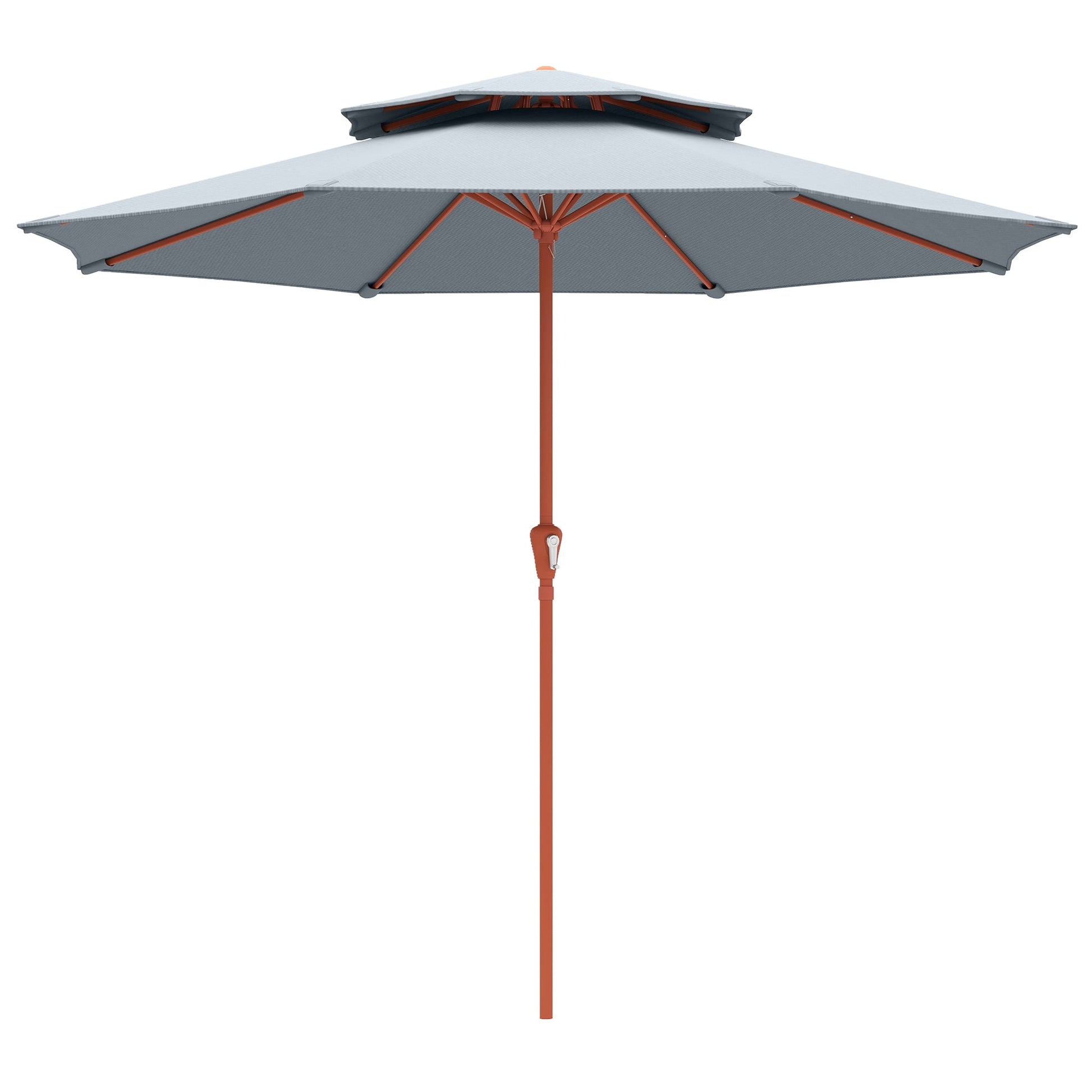 Patio Umbrella with Crank, Double Top Outdoor Market Table Umbrella for Garden, Patio,104'' x 104'', Light Grey