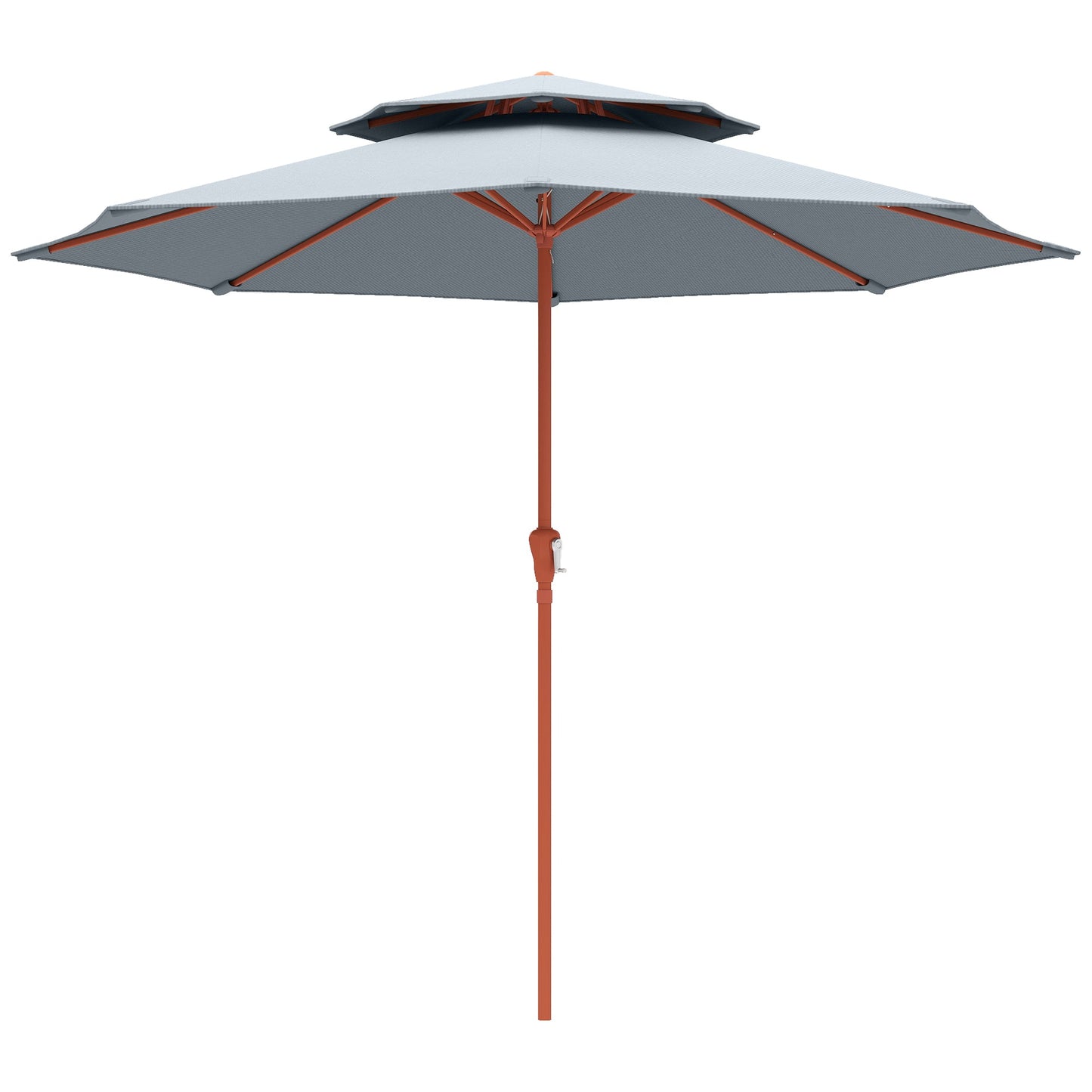Patio Umbrella with Crank, Double Top Outdoor Market Table Umbrella for Garden, Patio,104'' x 104'', Light Grey