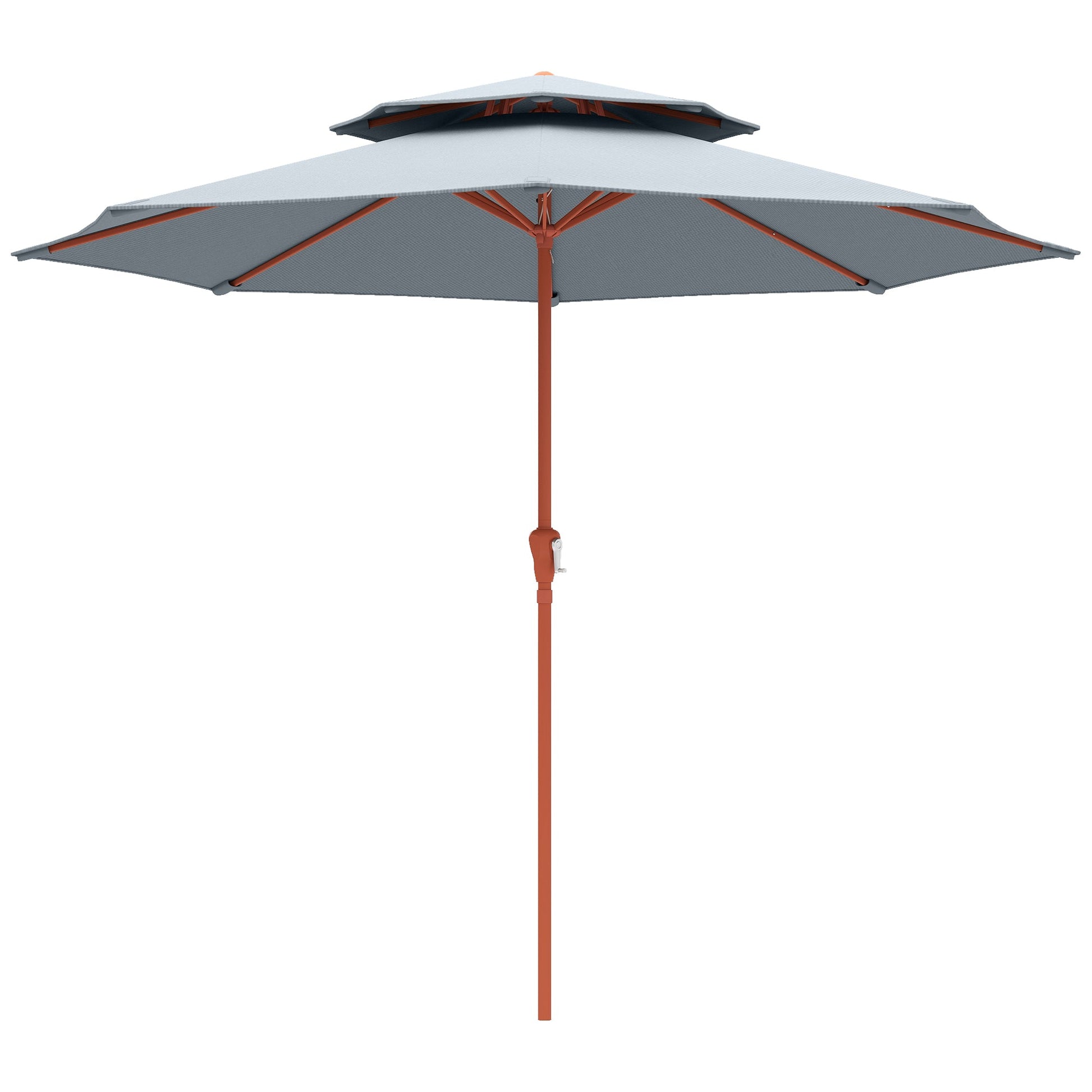 Patio Umbrella with Crank, Double Top Outdoor Market Table Umbrella for Garden, Patio,104'' x 104'', Light Grey