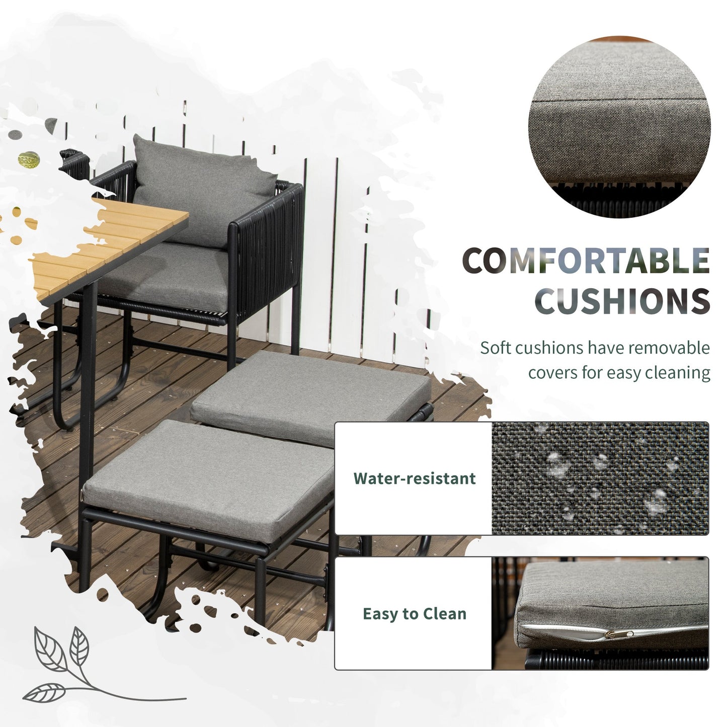 10 Seater Rattan Cube Garden Furniture Set, Rattan Dining Set with Cushions, Outdoor Dining Table and Chairs with 6 Armchairs, 4 Stools, Rectangular Wood Grain Plastic Top Table, Black