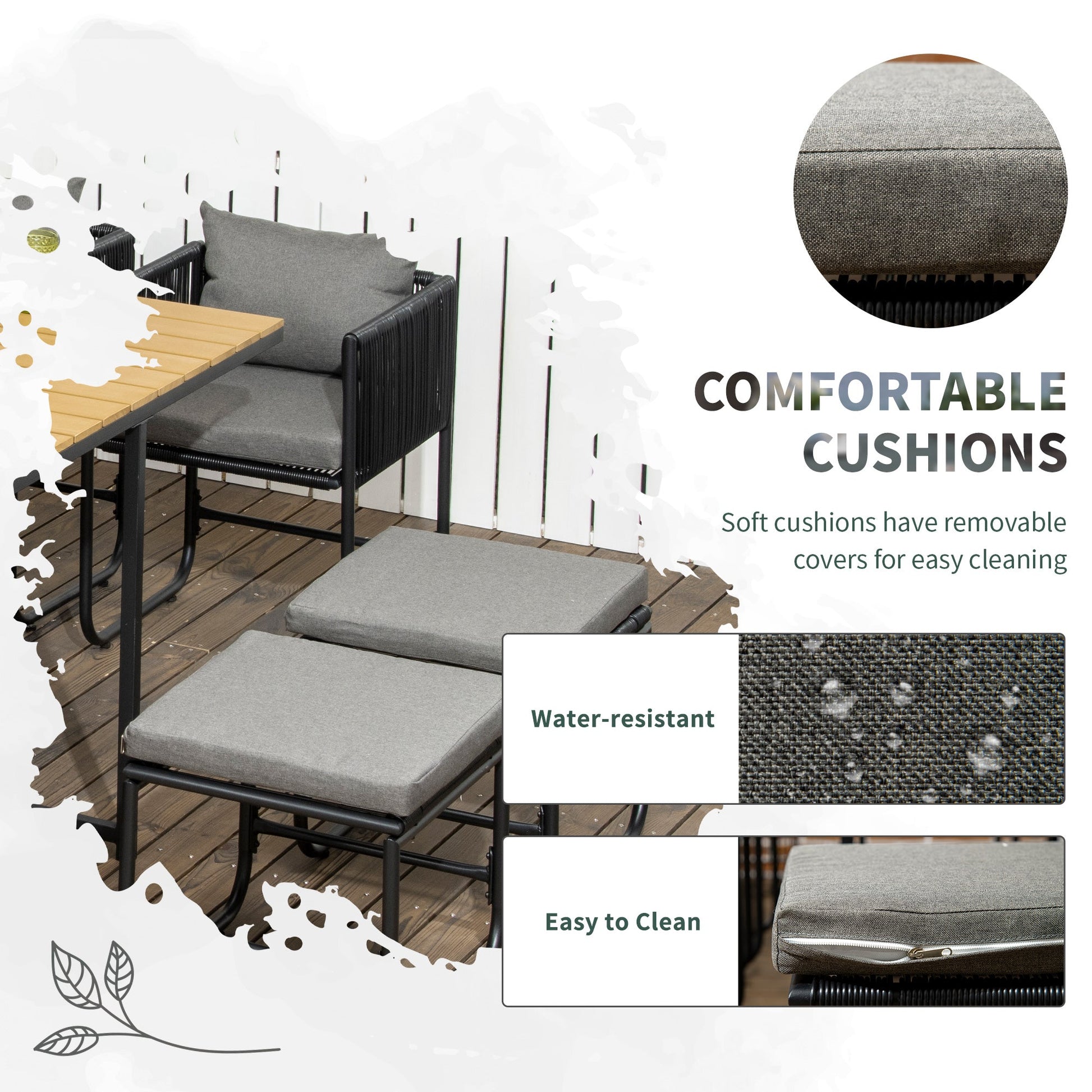 10 Seater Rattan Cube Garden Furniture Set, Rattan Dining Set with Cushions, Outdoor Dining Table and Chairs with 6 Armchairs, 4 Stools, Rectangular Wood Grain Plastic Top Table, Black