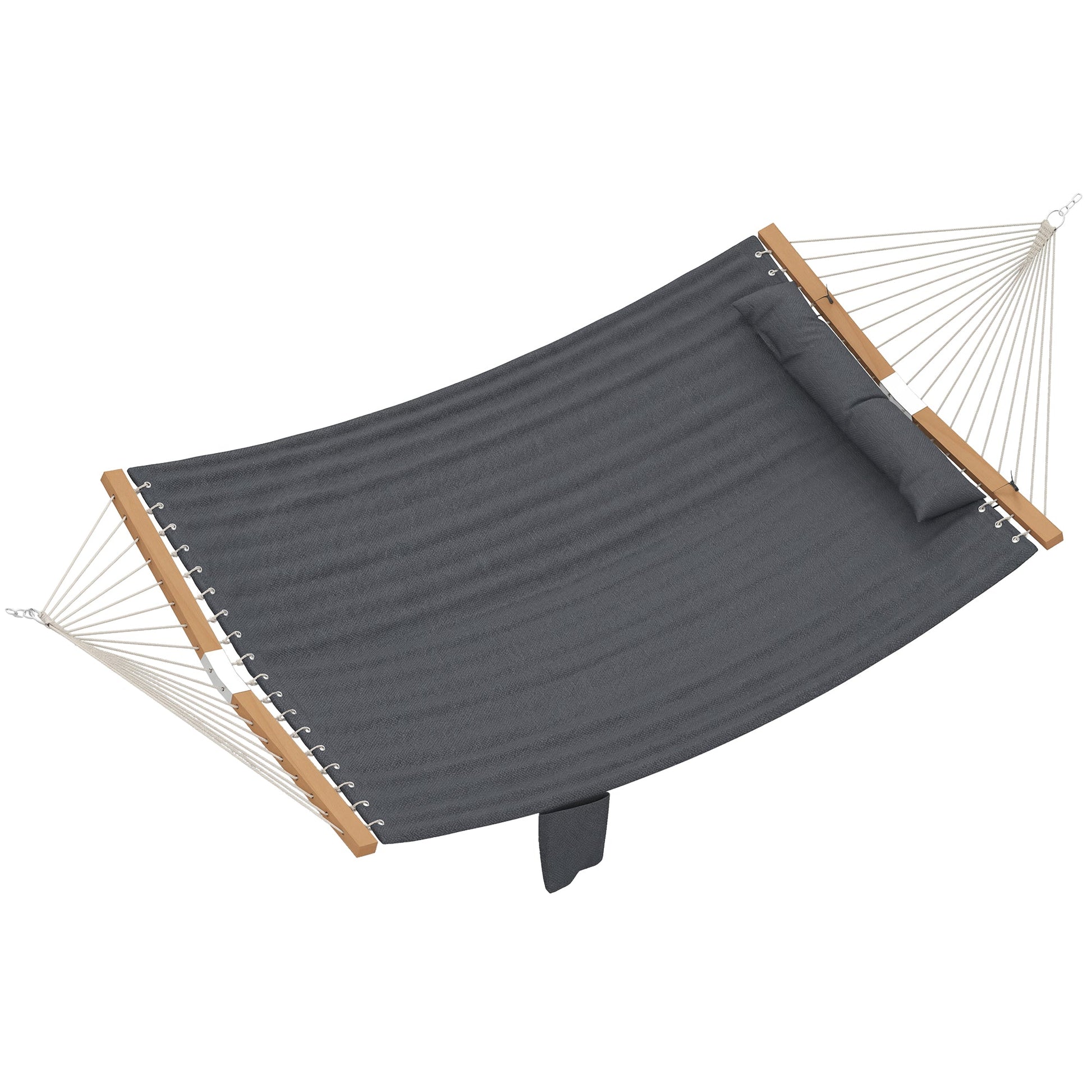 Double Hammock 2-Person with Pillow and Pad, Extra Large 200 x 140 cm, Load Capacity 200 kg, Swing Bed for Patio Porch Garden Lounging Outdoor and Indoor Grey