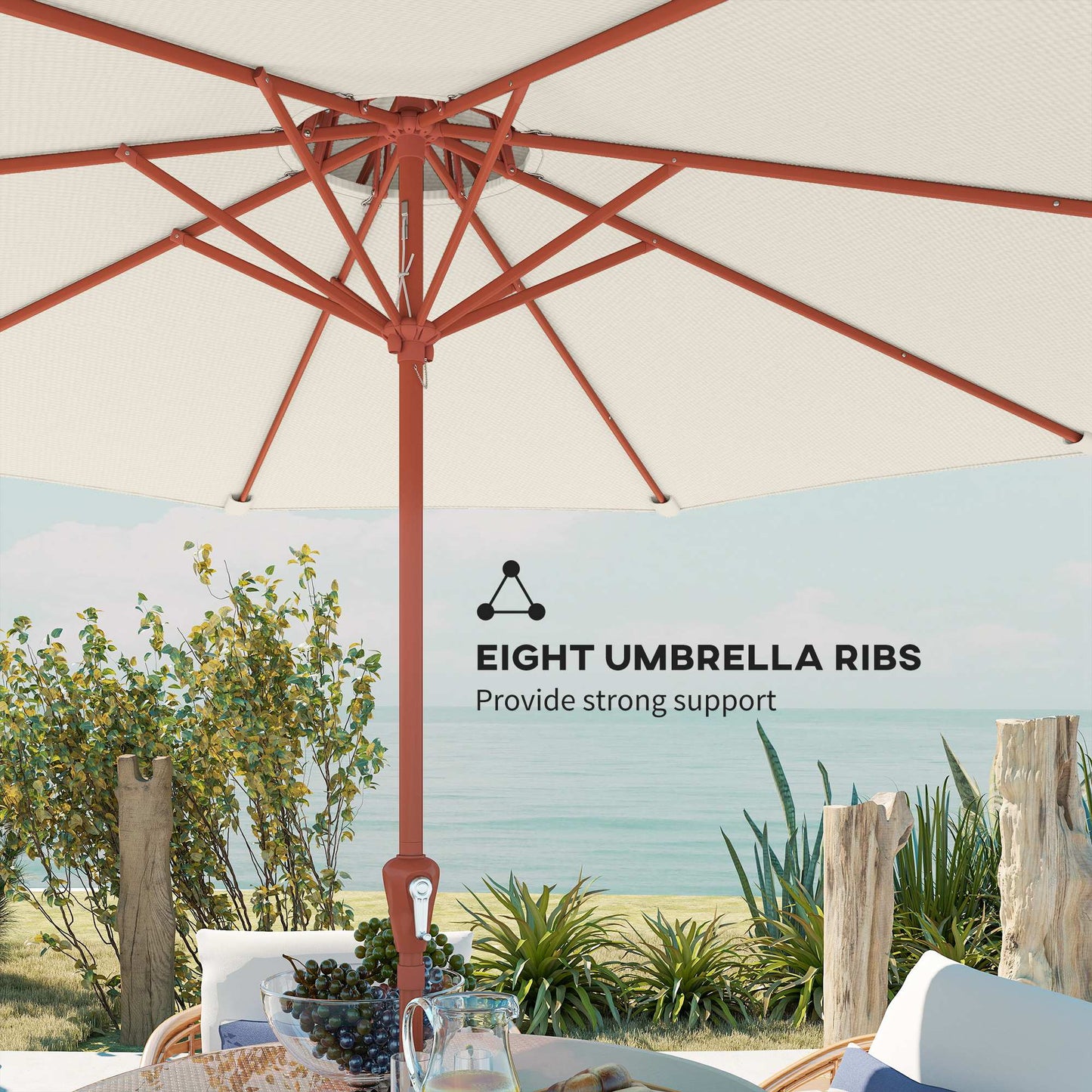 Patio Umbrella with Crank, Double Top Outdoor Market Table Umbrella for Garden, Patio,104'' x 104'', Cream White