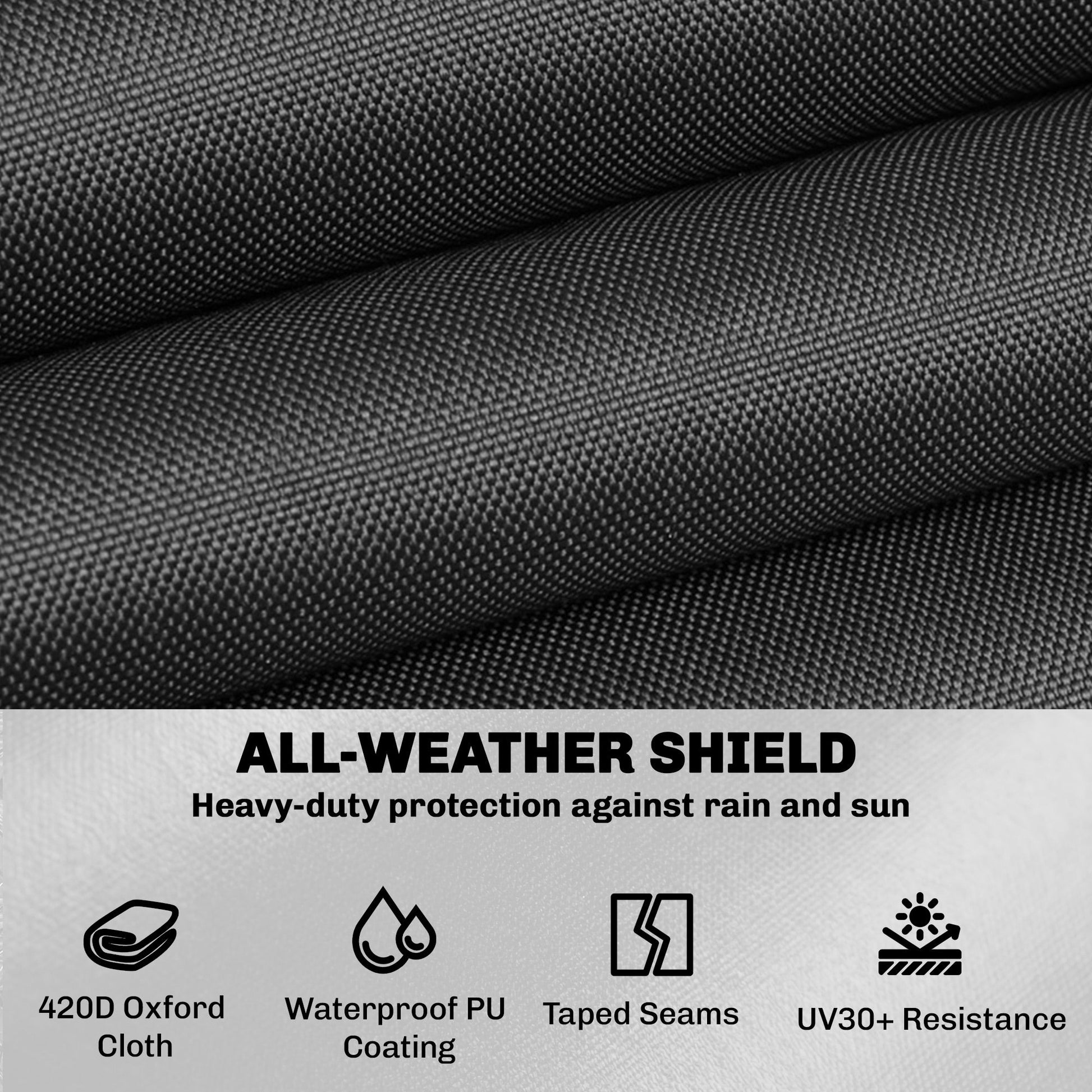 V-Shaped Garden Furniture Cover, Waterproof Outdoor rattan corner sofa cover with Air Vent, Heavy Duty 420D Oxford Fabric, Windproof, 216 x 216 cm, Black