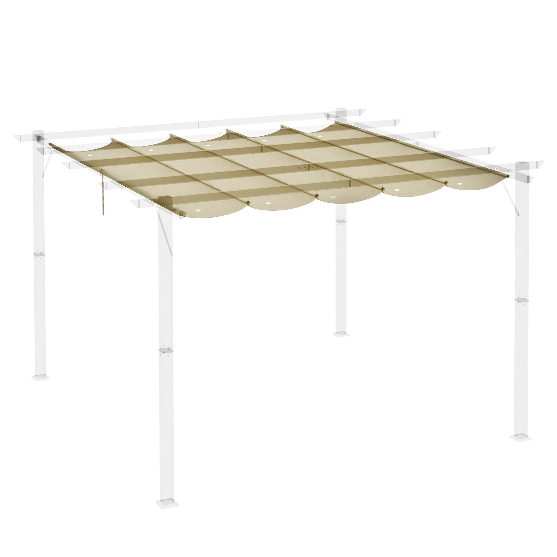 Retractable Pergola Shade Cover, Replacement Canopy Fabric for 4 x 3 (m) Pergola, Gazebo Retractable Roof, Beige