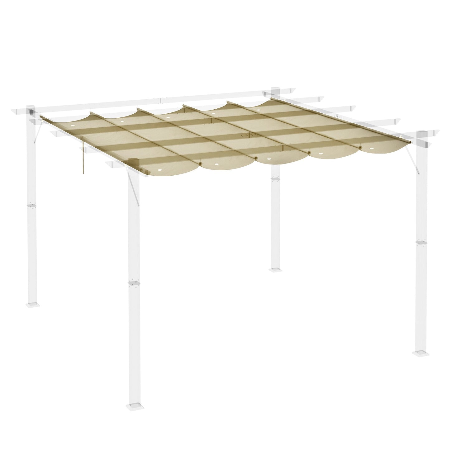 Retractable Pergola Shade Cover, Replacement Canopy Fabric for 4 x 3 (m) Pergola, Gazebo Retractable Roof, Beige