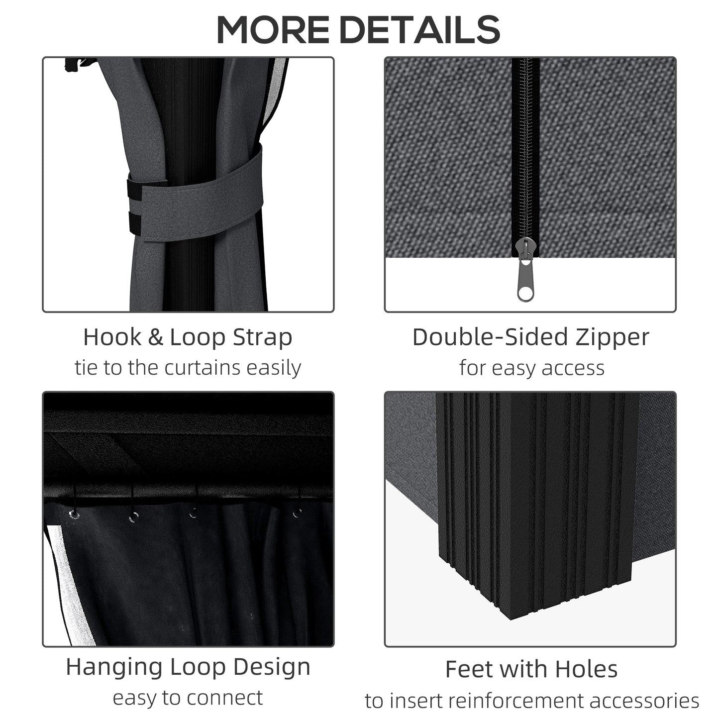 3 x 3.7m Outdoor Hardtop Gazebo Canopy Aluminium Frame with 2-Tier Roof & Mesh Netting Sidewalls for Patio, Dark Grey