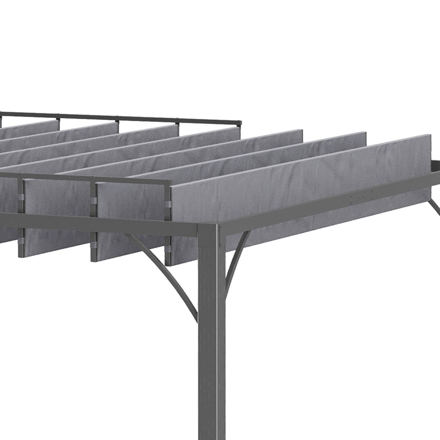 4 x 3(m) Outdoor Louvered Pergola with Adjustable Roof, AluminIum Patio Gazebo Canopy with Ground Stakes for Patio, Lawn, Garden, Grey