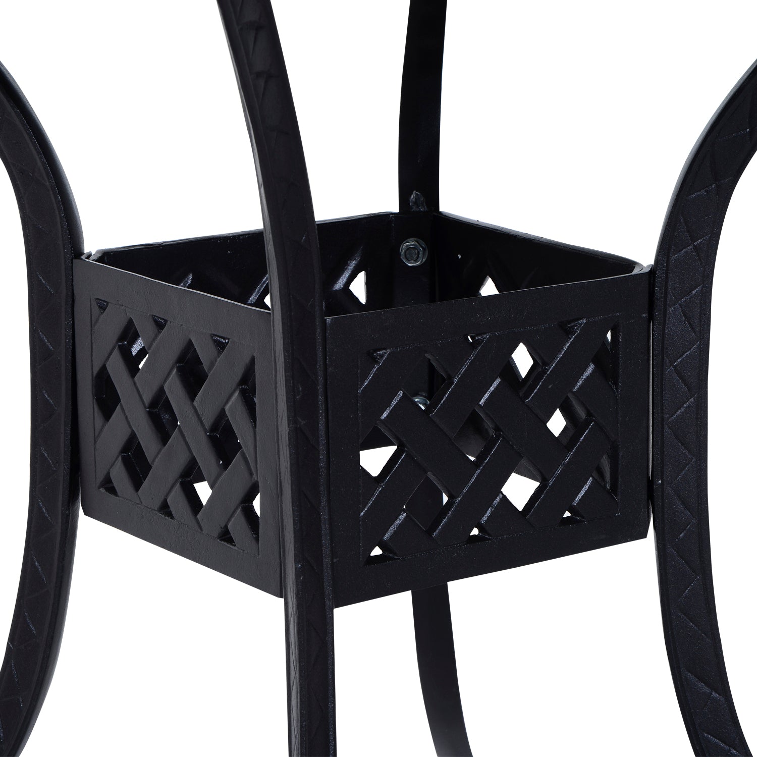 90 x 90cm Square Garden Dining Table with 46.5mm Dia. Umbrella Hole, Cast Aluminium Outdoor Dining Table, Grid Motif Outdoor Table for Garden, Patio, Porch, Black