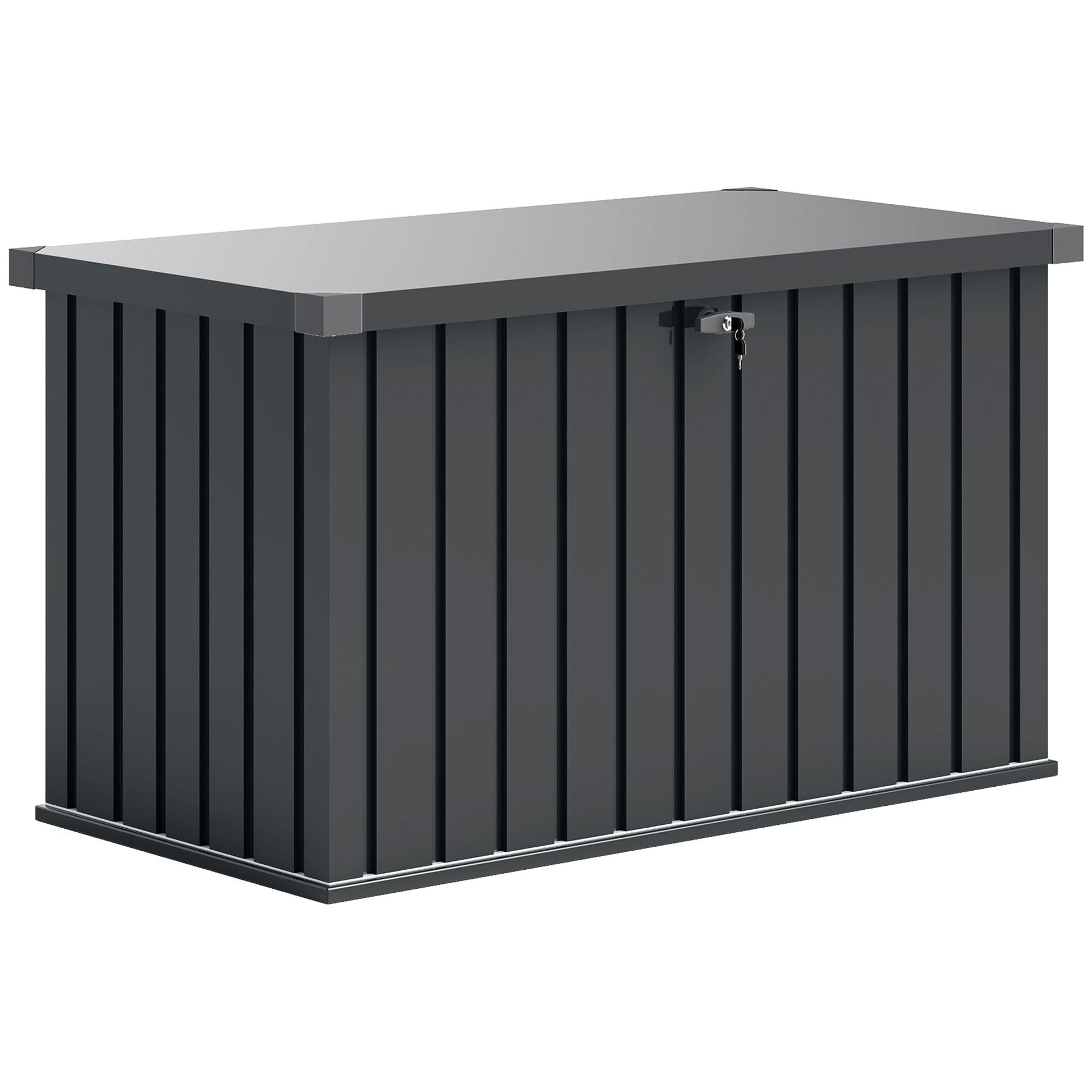 400L Garden Storage Box Waterproof Metal Outdoor Storage Box with Lockable Lid, Storage Container Furniture Deck Box, 124 x 66 x 72 cm, Dark Grey