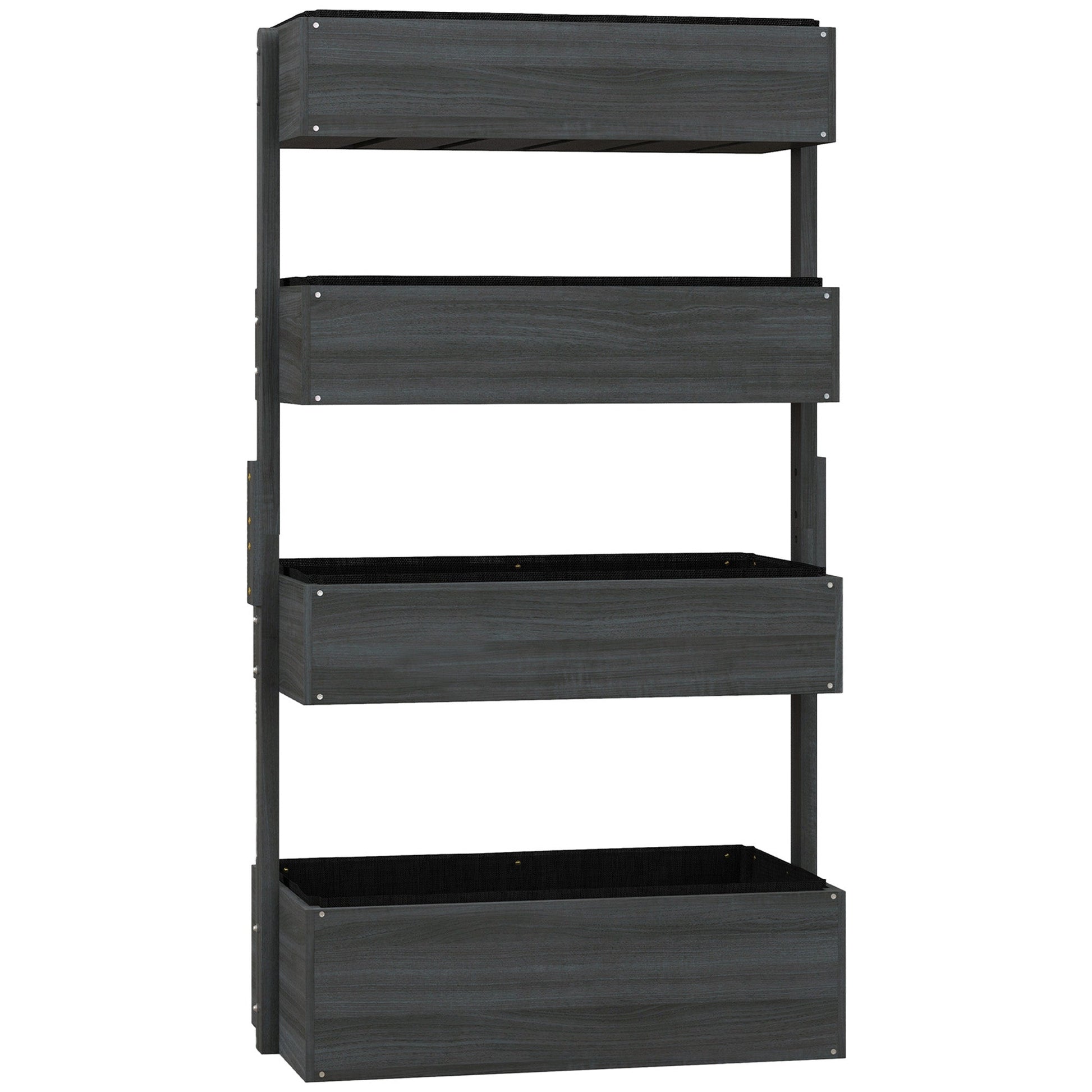 80cm x 45cm x 142cm 4-Tier Raised Garden Bed, Fir Wood Vertical Planter Box, Freestanding Elevated Plant Stand for Indoor Outdoor Use, Grey