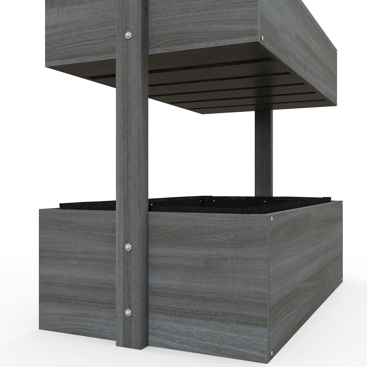 80cm x 45cm x 142cm 4-Tier Raised Garden Bed, Fir Wood Vertical Planter Box, Freestanding Elevated Plant Stand for Indoor Outdoor Use, Grey