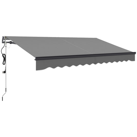 3.5 x 3(m) Electric Awning with Remote Controller, Aluminium Frame DIY Retractable Awning, UV30+ Sun Shade Canopy for Garden Patio Deck Door Window, Dark Grey