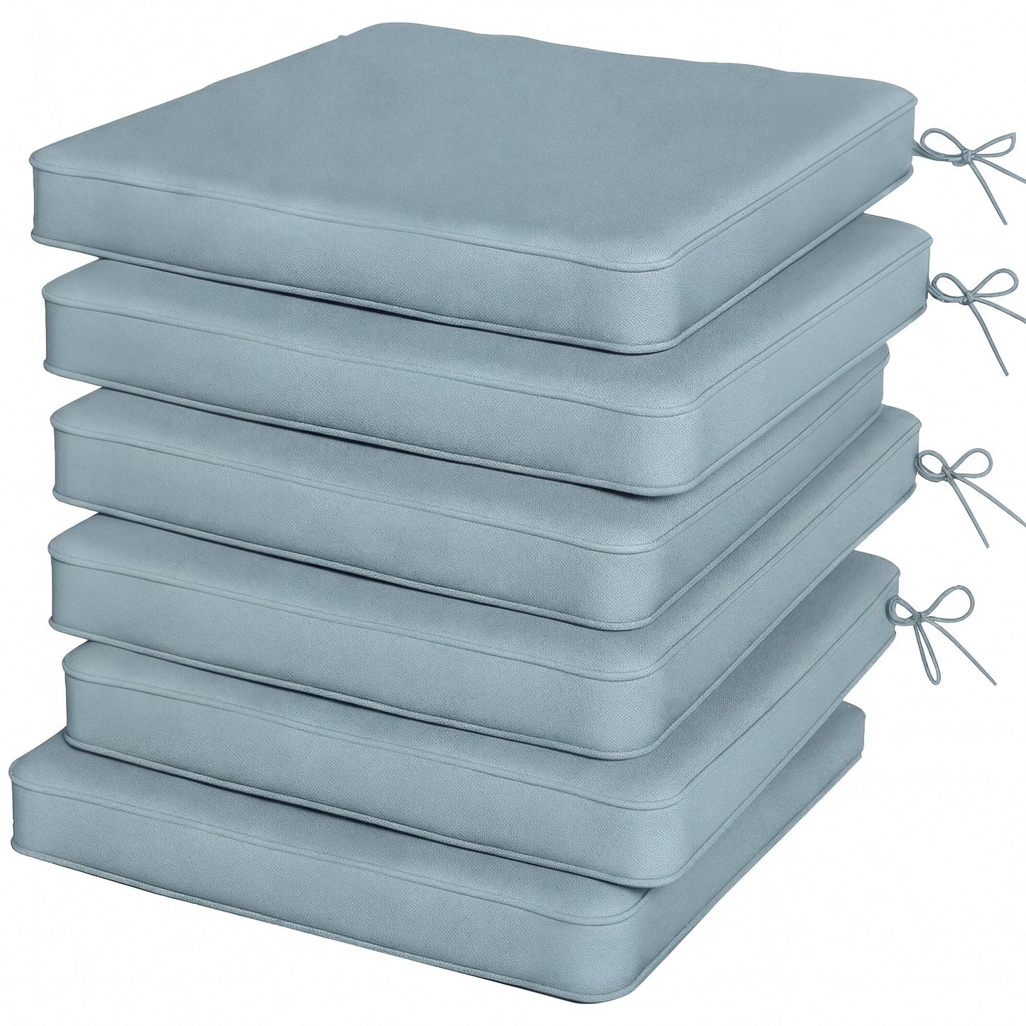 Set of 6 Chair Cushion Seat Pads Dining Chair w/ Straps, Indoor Outdoor Removable Tie On Garden Patio, Light Grey