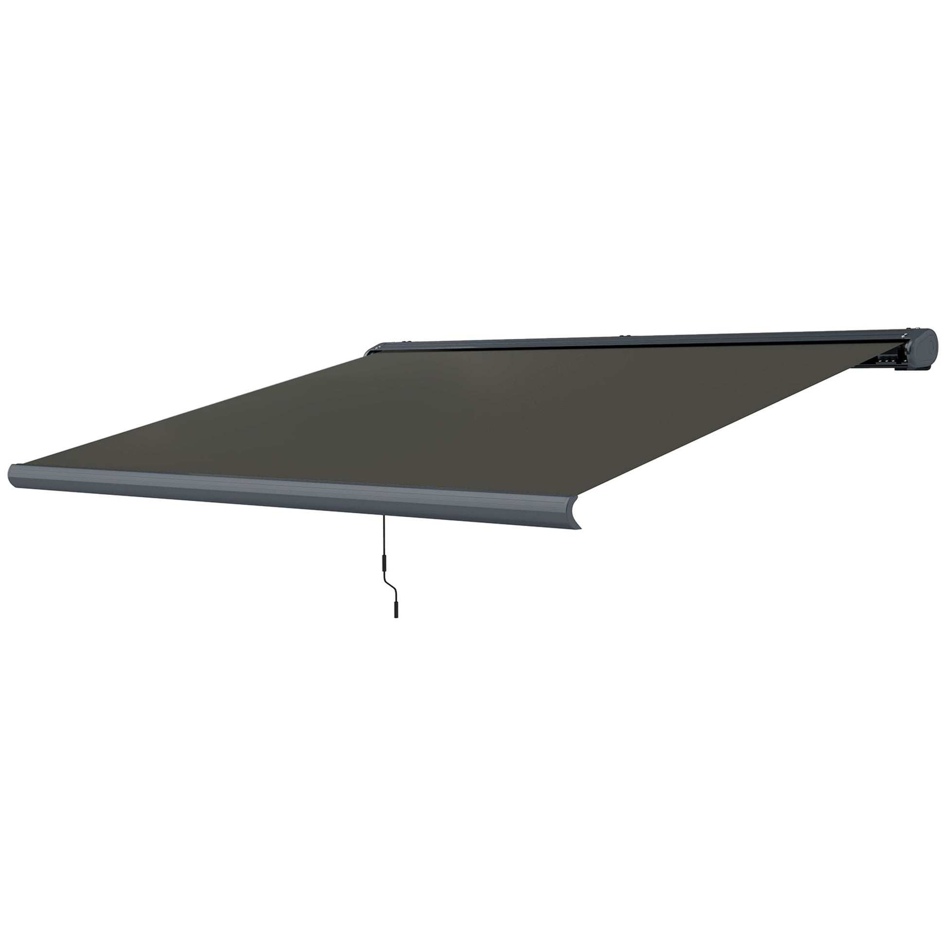 4 x 3(m) Full Cassette Electric Awning with Remote Controller, Aluminium Frame DIY Retractable Garden Awning, UPF50+ Sun Shade Canopy for Deck Door Window, Dark Grey