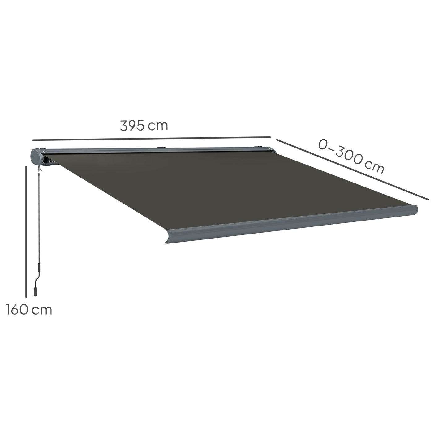 4 x 3(m) Full Cassette Electric Awning with Remote Controller, Aluminium Frame DIY Retractable Garden Awning, UPF50+ Sun Shade Canopy for Deck Door Window, Dark Grey