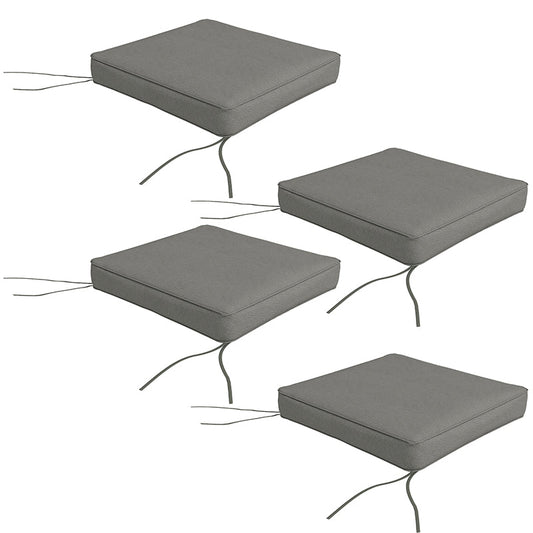 Set of 4 Outdoor Seat Cushions with Ties, Water Repellent Seat Pads for Garden Patio Kitchen Office Chairs, Charcoal Grey