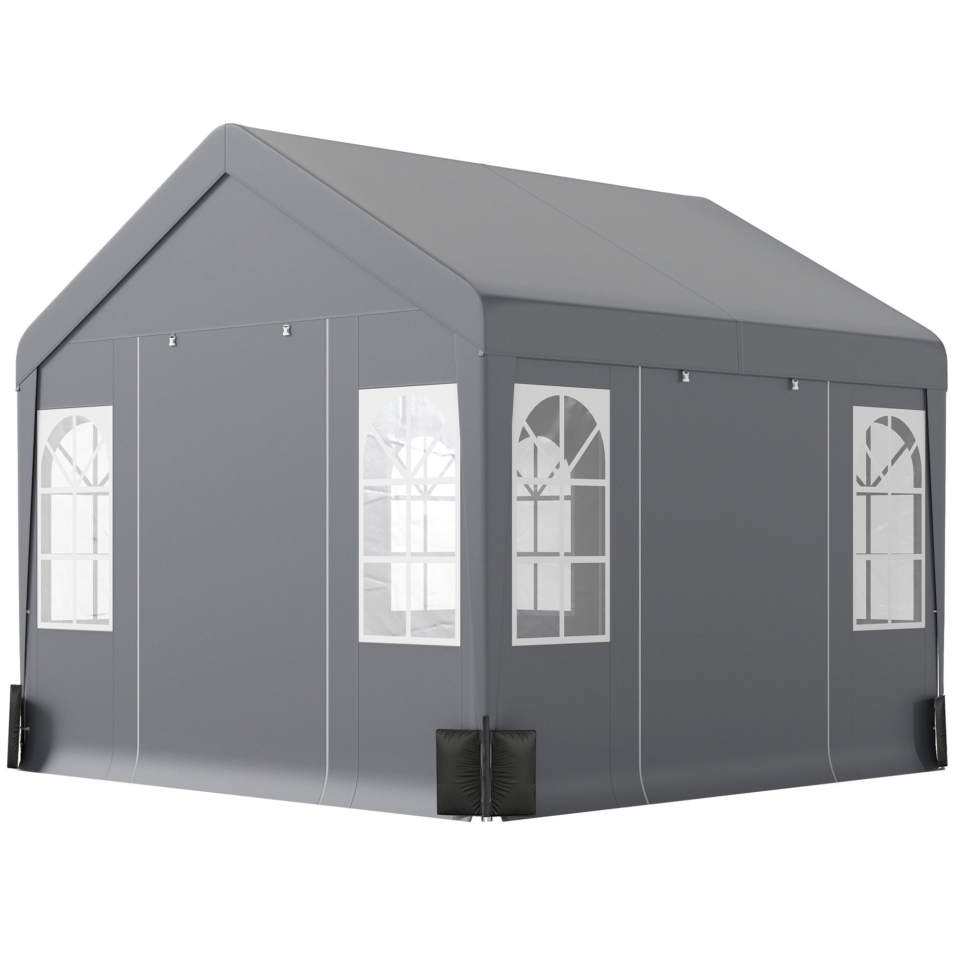 3 x 3 m Heavy Duty Garden Gazebo with Sides and 4 Weight Bags, Marquee Party Tent with Windows, All Weather Canopy for Camping, Festivals and Weddings, Grey