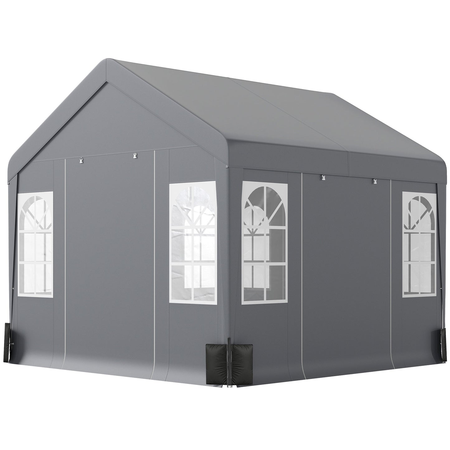 3 x 3 m Heavy Duty Garden Gazebo with Sides and 4 Weight Bags, Marquee Party Tent with Windows, All Weather Canopy for Camping, Festivals and Weddings, Grey