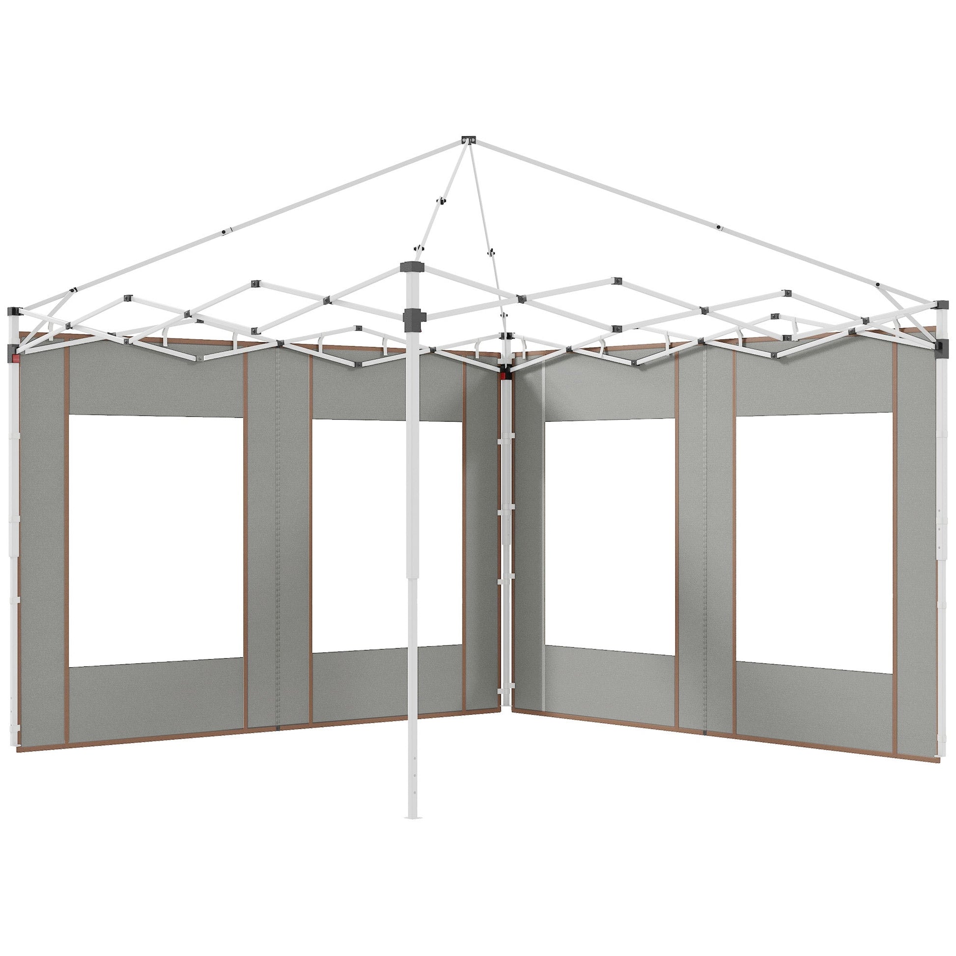 Gazebo Side Panels with Zipped Doors and Windows, for 3x3(m) or 3x6m Pop Up Gazebo, 2 Pack Sides Replacement, Grey