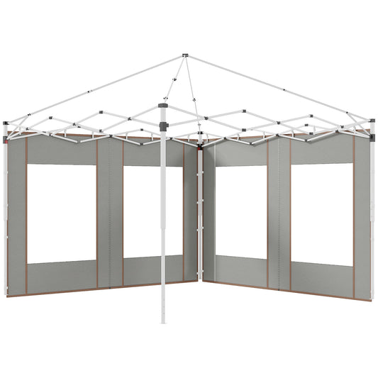Gazebo Side Panels with Zipped Doors and Windows, for 3x3(m) or 3x6m Pop Up Gazebo, 2 Pack Sides Replacement, Grey