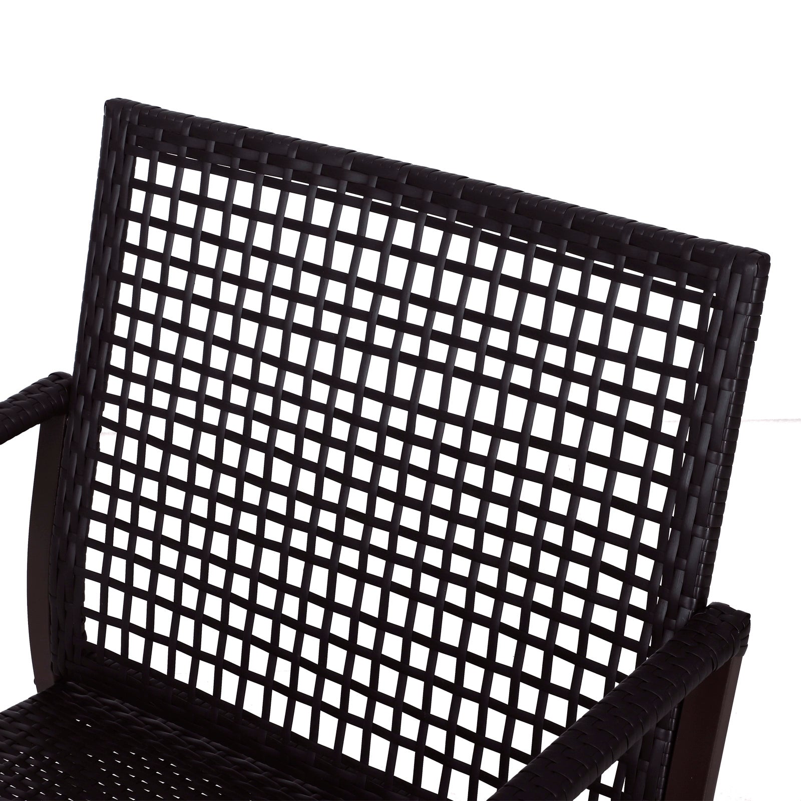 Rattan Bistro Set, 3 Pieces Wicker Garden Furniture Set with Rocking Chairs and Round Glass Top Coffee Table, Small Balcony Furniture with Cushions for Outdoor, Porch, Brown