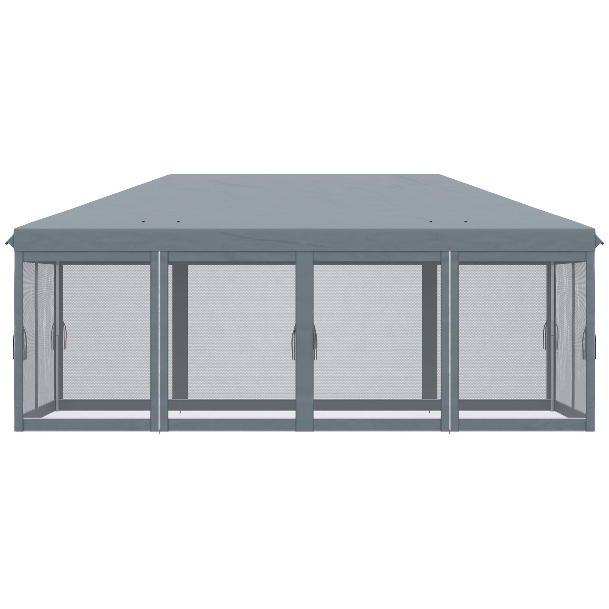 3 x 6m Pop Up Gazebo, Outdoor Canopy Shelter, Marquee Party Wedding Tent with 6 Mesh Walls and Carry Bag, Grey