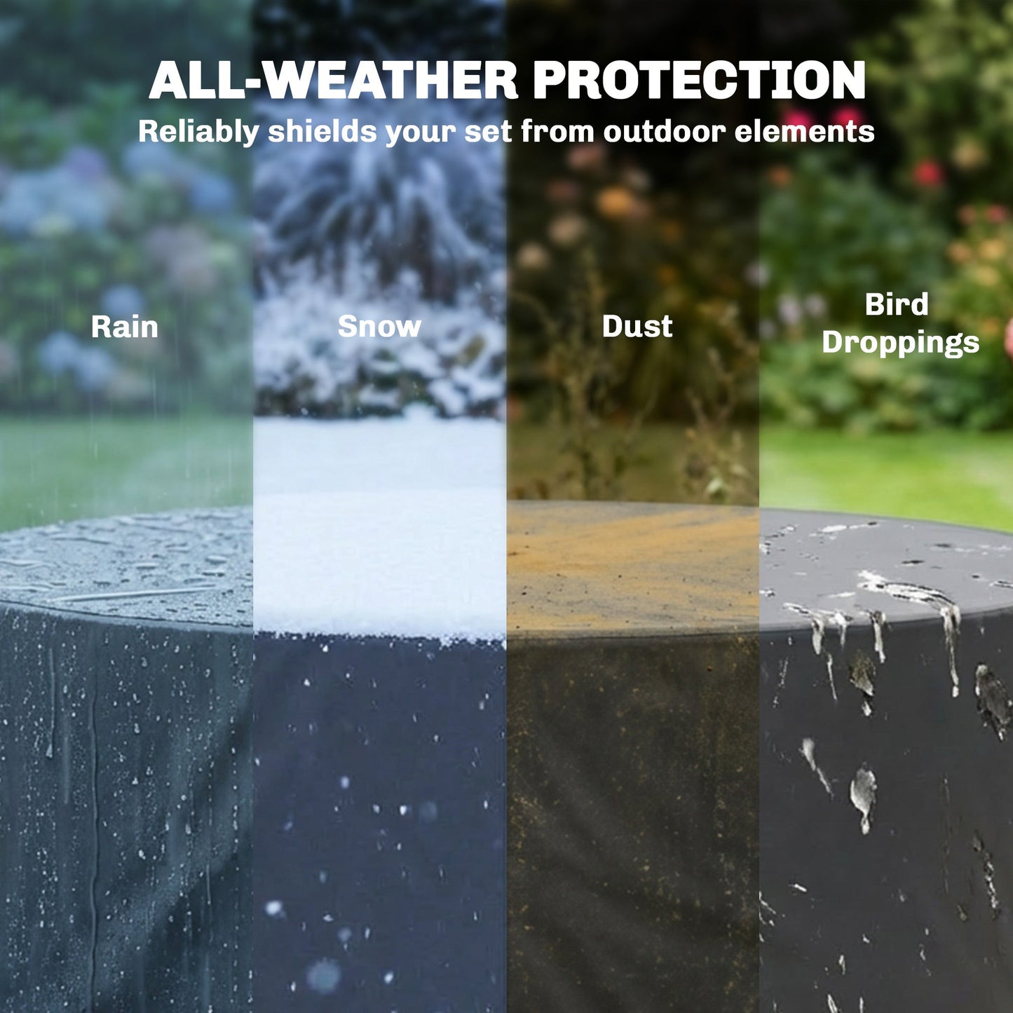 Round Garden Furniture Cover, Waterproof Garden Table Cover, 420D Heavy Duty Oxford for Outdoor Garden Table and Chairs, Φ214 x 70 cm, Black