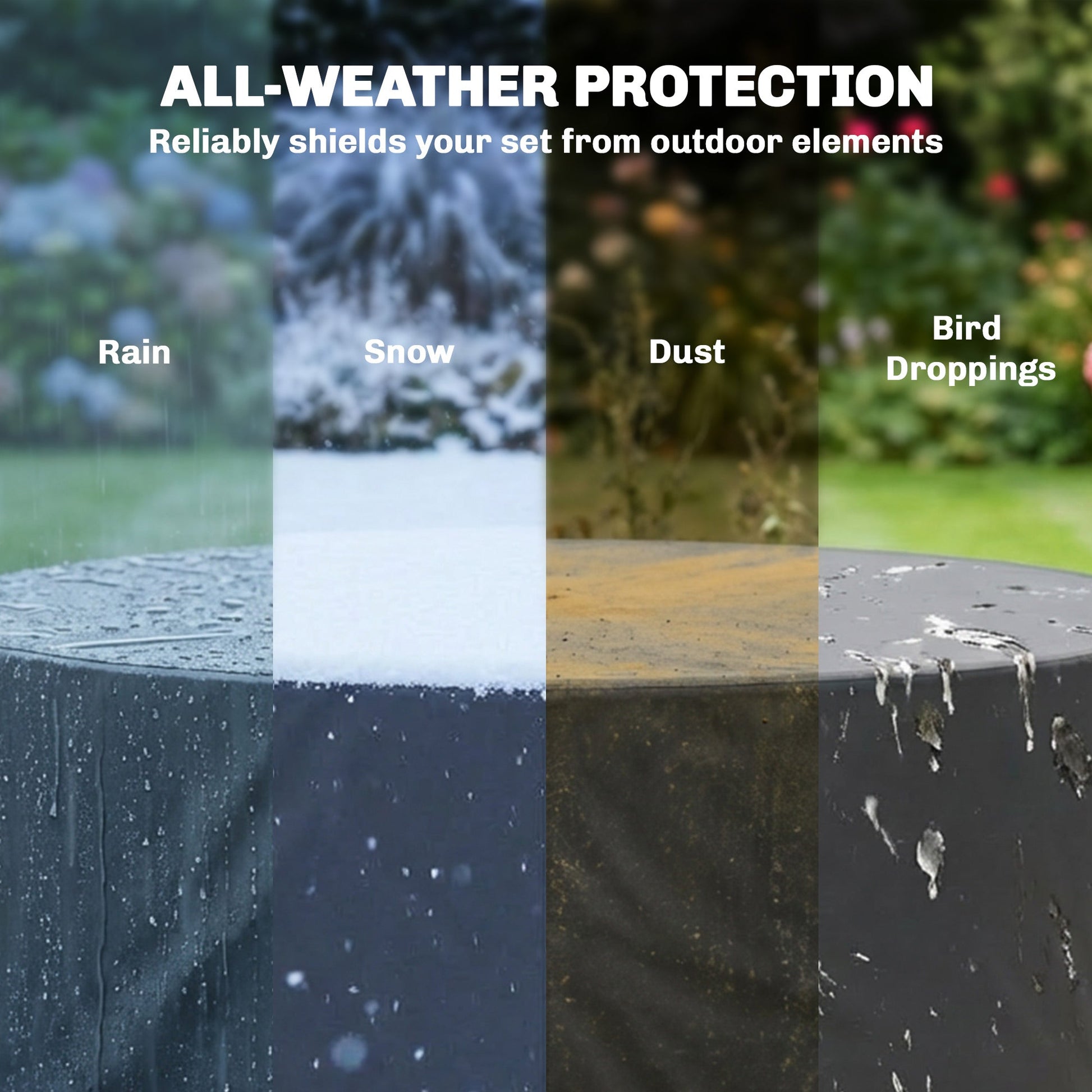 Round Garden Furniture Cover, Waterproof Garden Table Cover, 420D Heavy Duty Oxford for Outdoor Garden Table and Chairs, Φ214 x 70 cm, Black