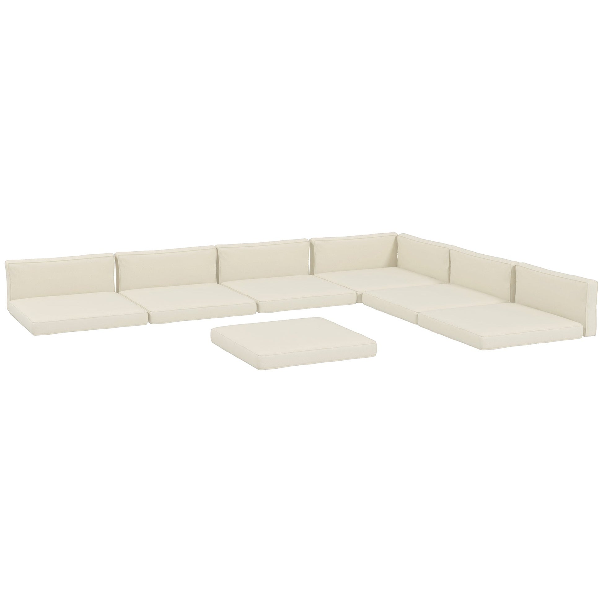 Replacement Cushions for Rattan Furniture, 14 Piece Outdoor Seat Cushion Pad for Patio Conversation Set, 7 Seat Cushions and 7 Back Cushions, Cream White