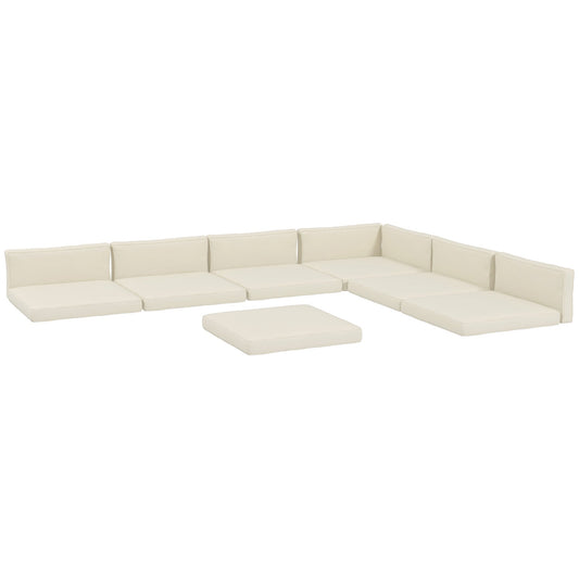 Replacement Cushions for Rattan Furniture, 14 Piece Outdoor Seat Cushion Pad for Patio Conversation Set, 7 Seat Cushions and 7 Back Cushions, Cream White