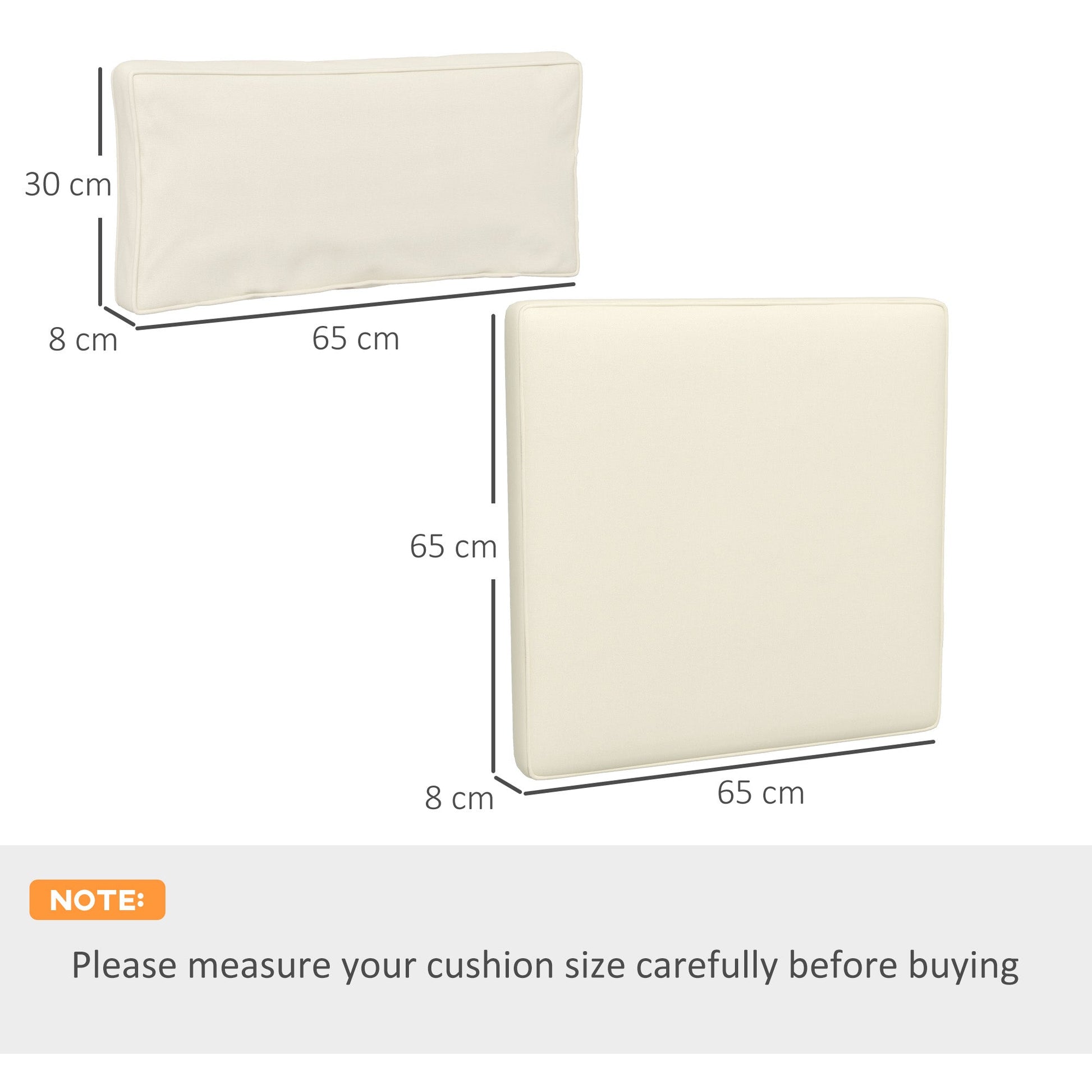 Replacement Cushions for Rattan Furniture, 14 Piece Outdoor Seat Cushion Pad for Patio Conversation Set, 7 Seat Cushions and 7 Back Cushions, Cream White