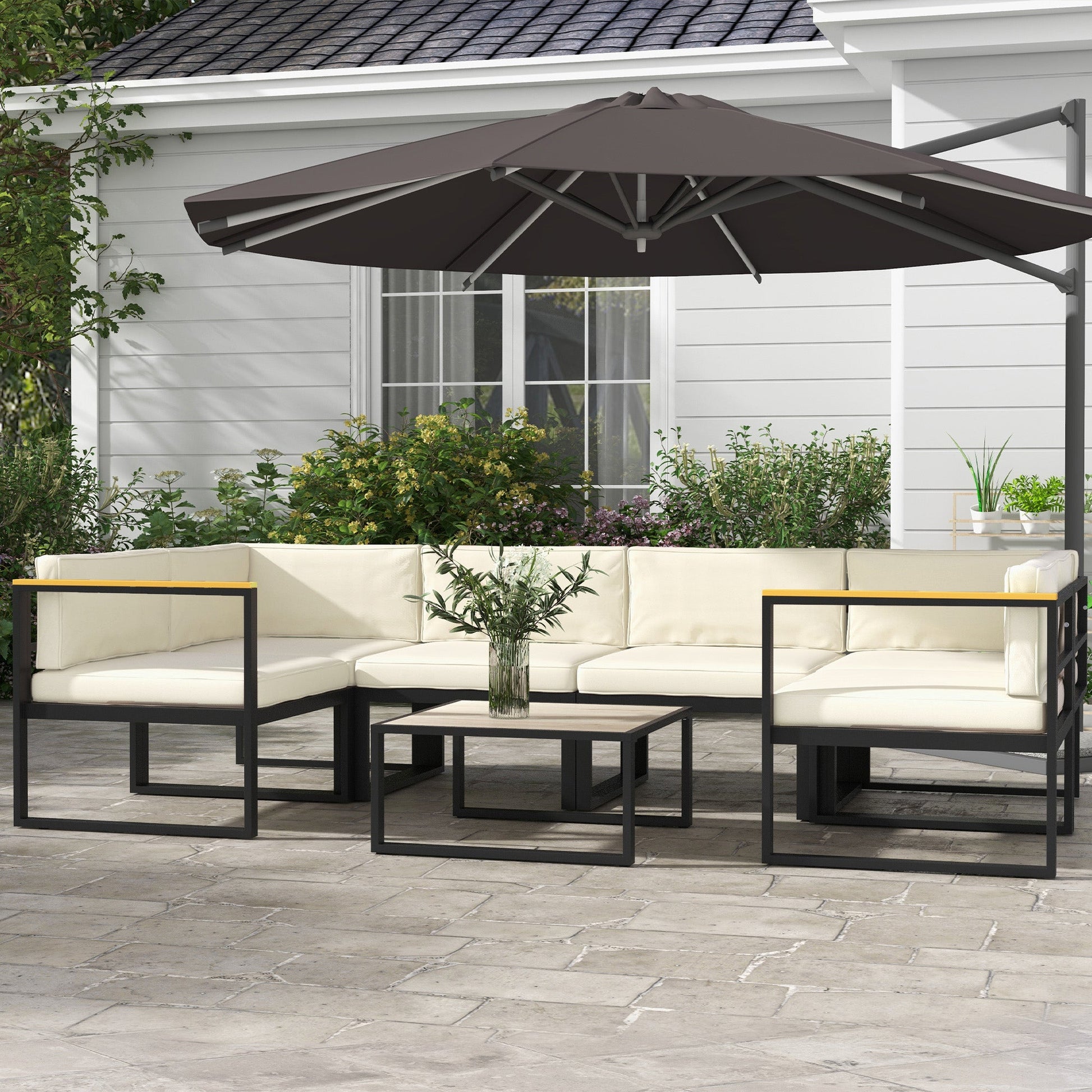 Replacement Cushions for Rattan Furniture, 14 Piece Outdoor Seat Cushion Pad for Patio Conversation Set, 7 Seat Cushions and 7 Back Cushions, Cream White