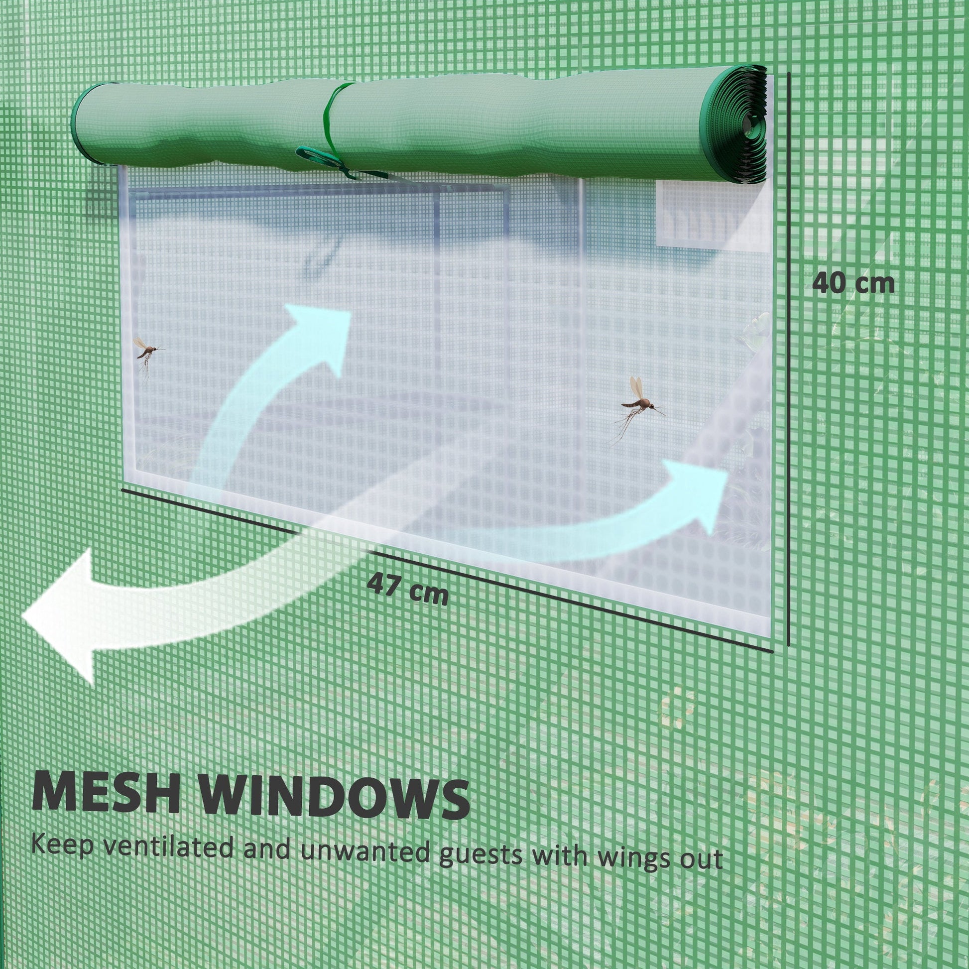 4 x 3 x 2m Polytunnel Greenhouse with 3 Roll-up Doors and Mesh Windows, Walk-in Garden Tunnel Warm House Tent with UV-resistant PE Cover and Galvanised Steel Frame, Green