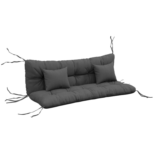 Outdoor Seat Cushions Back Cushion with 2 Pillows, Water Repellent Seat Pads for 3-Seater Chair, Swing, Sofa, CUSHIONS ONLY, NO SWING, Charcoal Grey