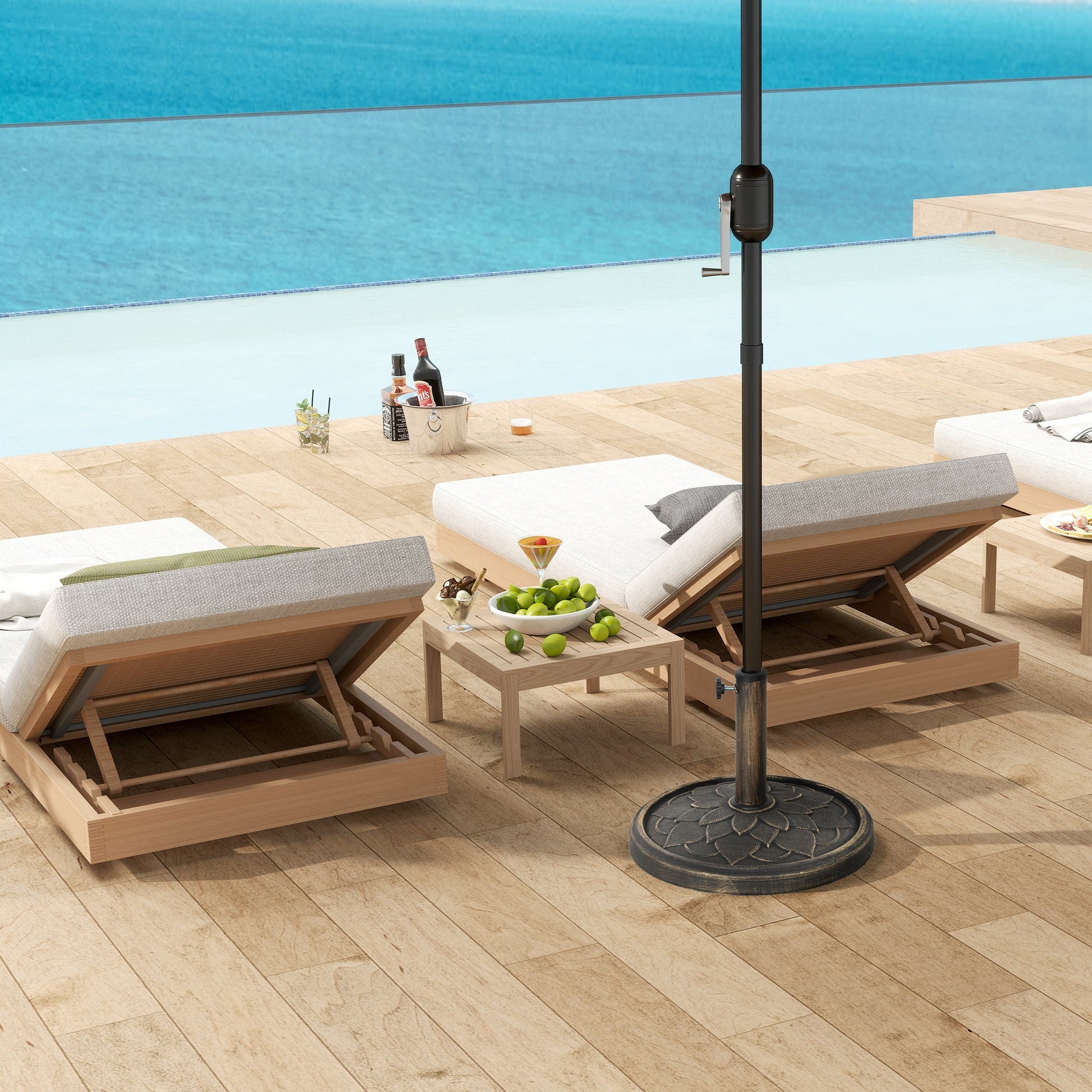 12kg Resin Garden Parasol Base, Round Umbrella Base, Heavy Duty Sun Umbrella Base for 32, 38, 48 mm Umbrella Poles for Deck Poolside, Bronze Tone