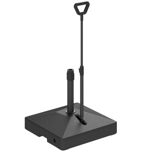 Garden Parasol Base with Adjustable Wheels and Handle, Garden Sun Umbrella Base Parasol Stand, Filled Up to 55kg with Stand, 45kg with Water for 35, 38, 48 mm Poles, Black