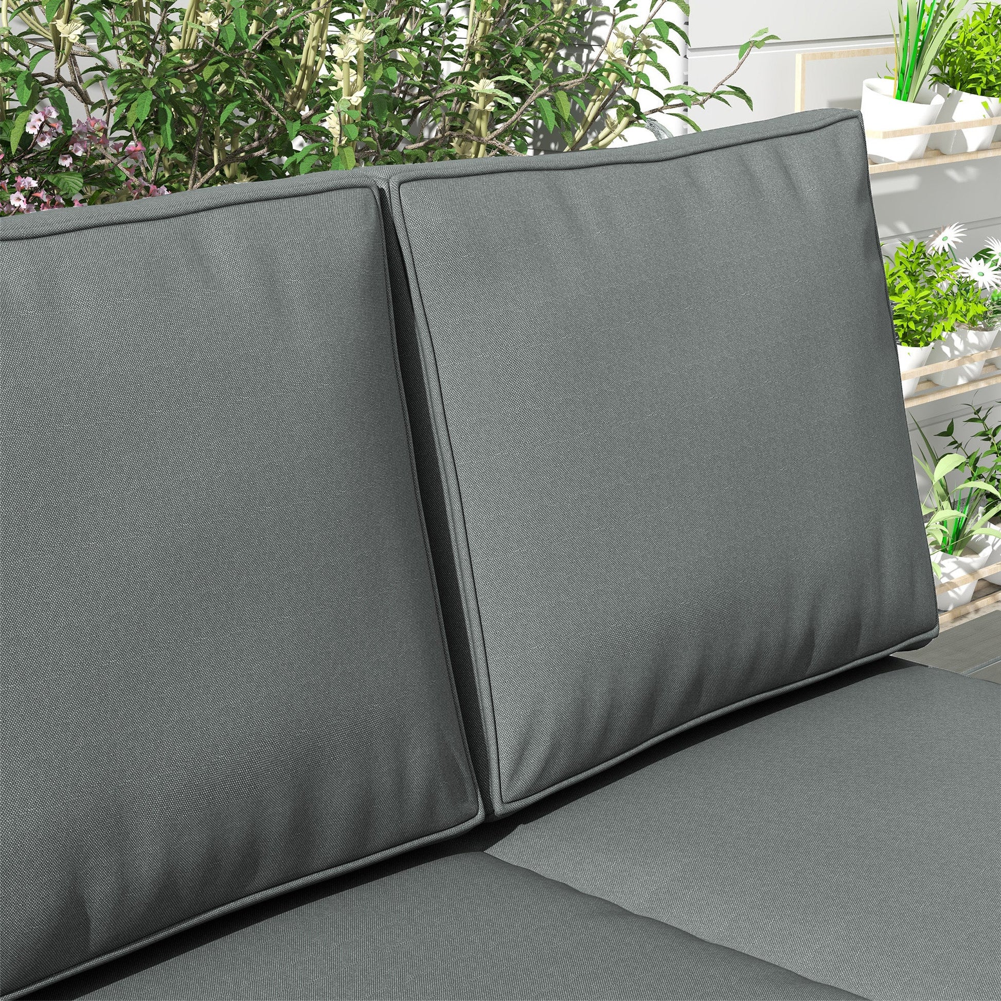 2 Seater Outdoor Seat Cushions, Backrest, Water Repellent Seat Pads for Dining Chair, Swing, Sofa, Charcoal Grey