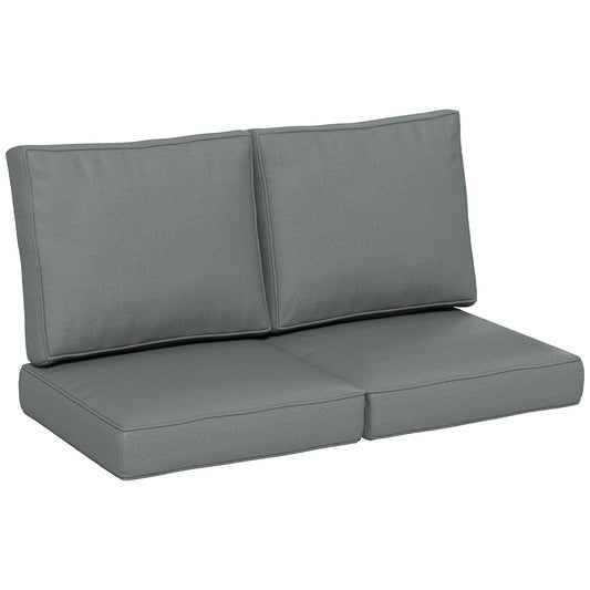 2 Seater Outdoor Seat Cushions, Backrest, Water Repellent Seat Pads for Dining Chair, Swing, Sofa, Charcoal Grey