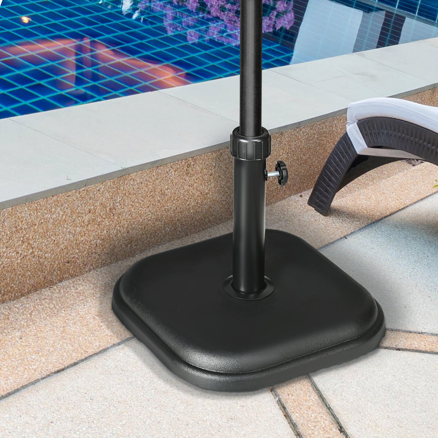 11kg Concrete Garden Parasol Base Holder, Square Outdoor Table Umbrella Stand Weight, Black