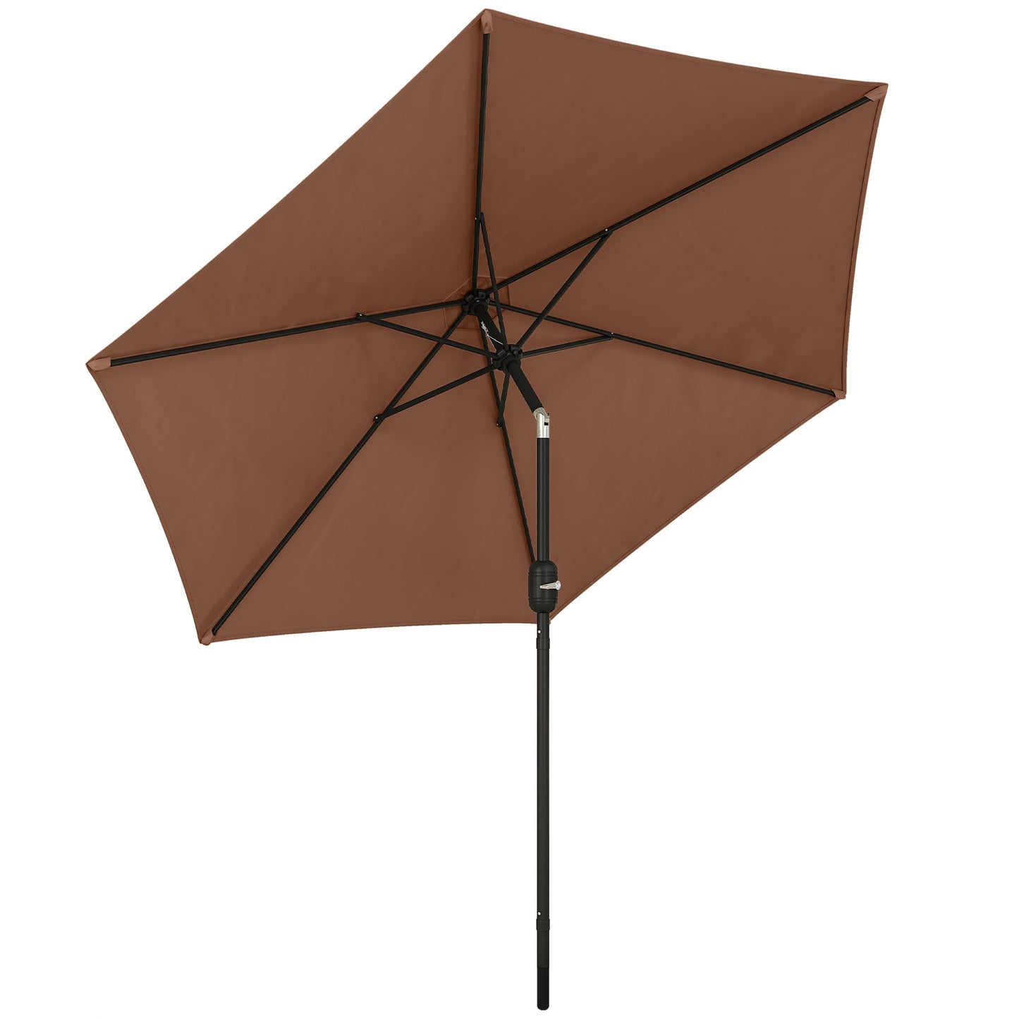 2.6 m Garden Parasol Umbrella with Aluminium Pole, Outdoor Table Market Patio Umbrella Sun Shade with Tilt and Crank, Vent, Coffee